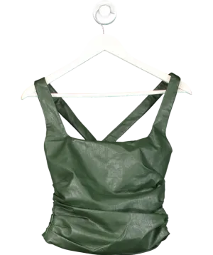 Mistress Rocks Green Evergreen Vegan Leather Gathered Top UK S