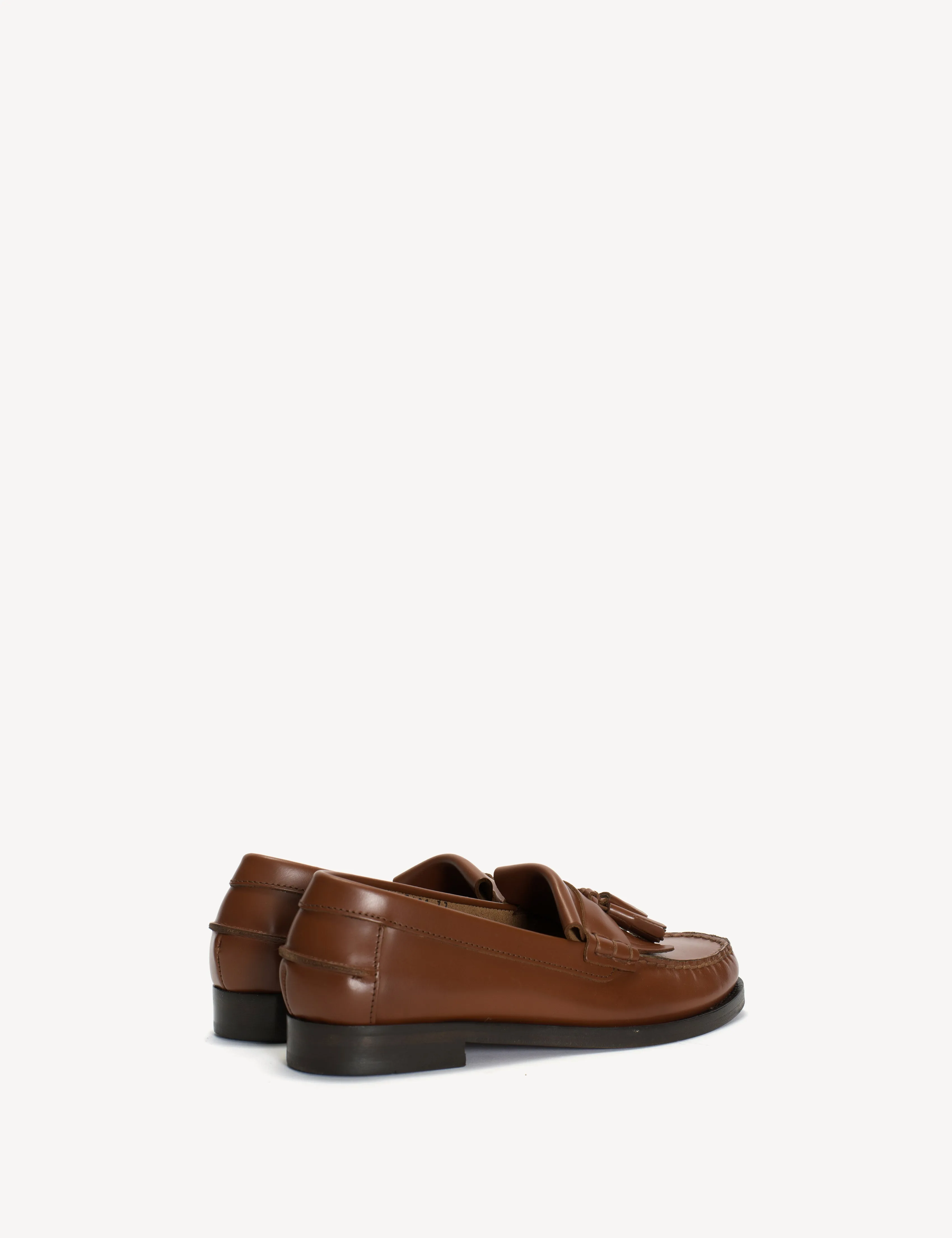 Moccasin Loafer With Fringes & Tassels In Hazelnut Polido Leather