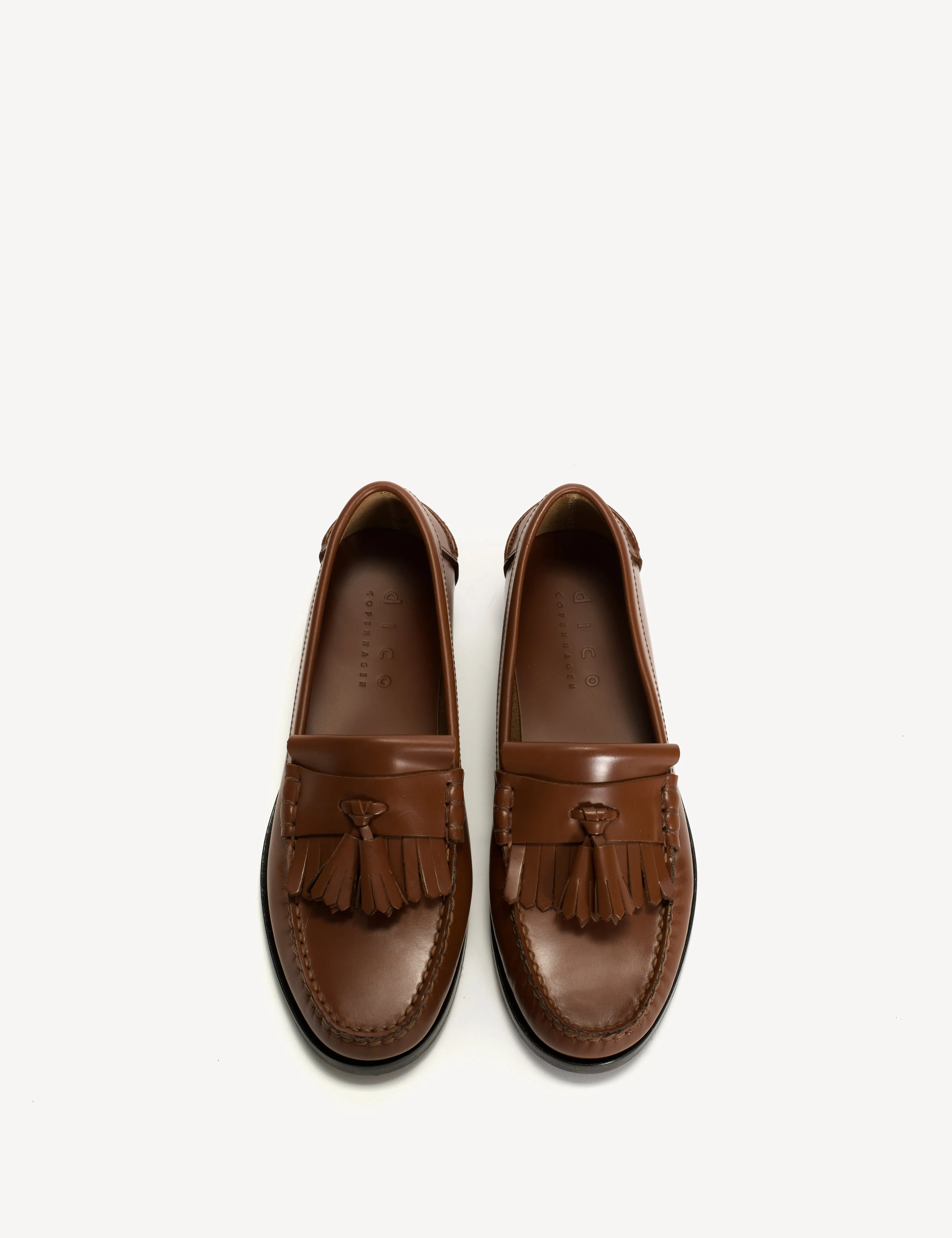 Moccasin Loafer With Fringes & Tassels In Hazelnut Polido Leather