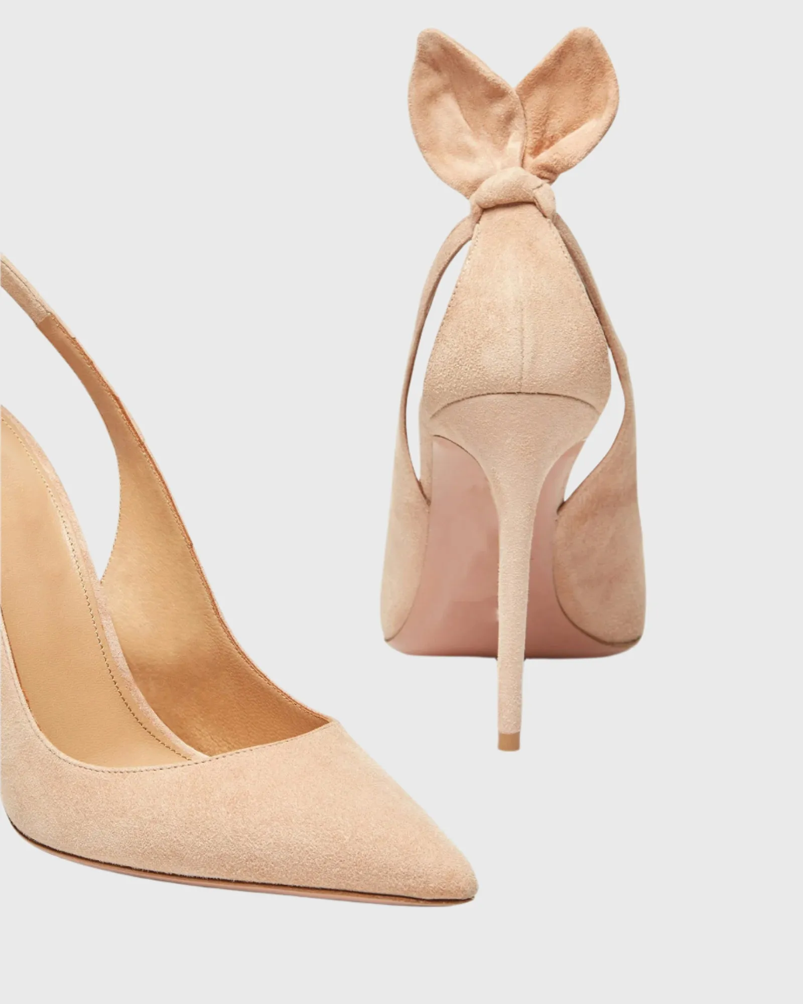 Orsa Bow Tie Velvet Pumps In Beige
