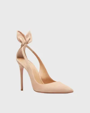 Orsa Bow Tie Velvet Pumps In Beige