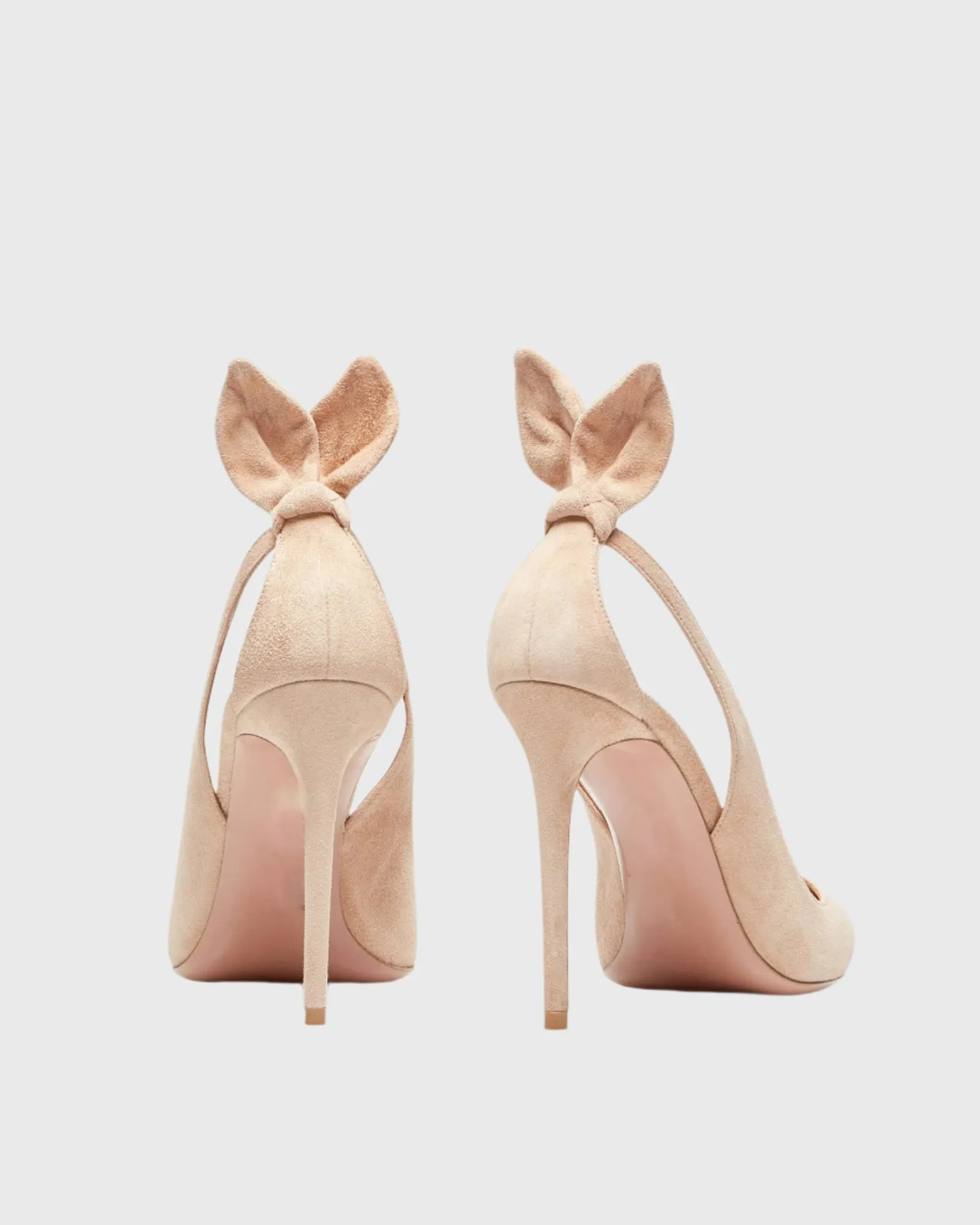 Orsa Bow Tie Velvet Pumps In Beige
