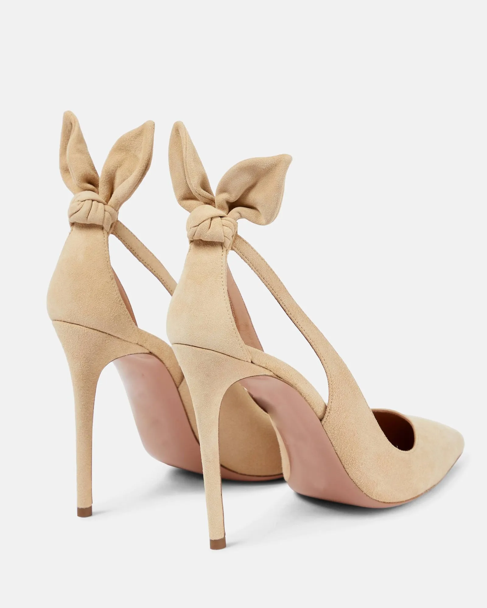 Orsa Bow Tie Velvet Pumps In Beige