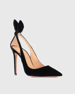 Orsa Bow Tie Velvet Pumps In Black
