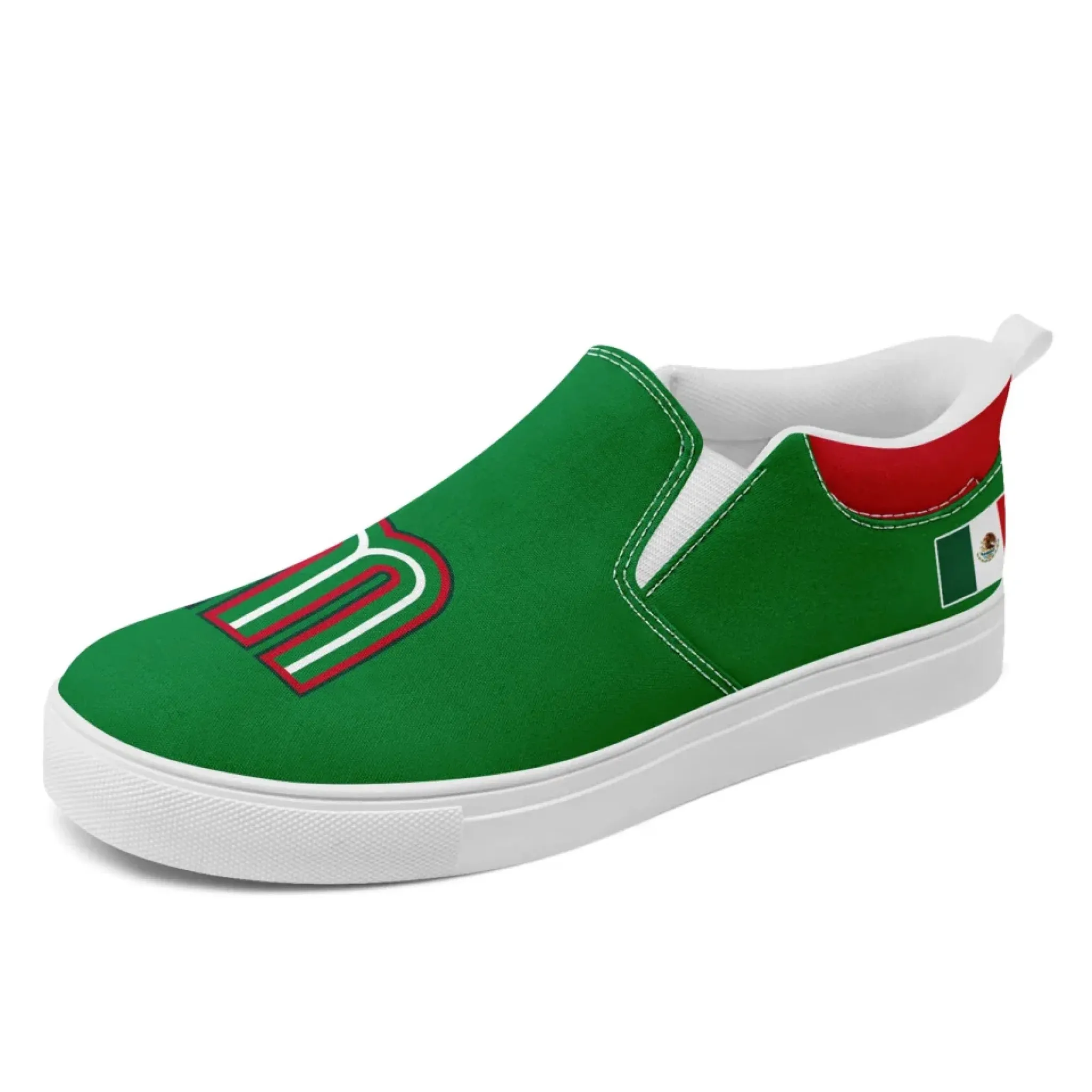 Personalized Mexico Flag Sneakers, Custom Patrotic Shoes, Stylish Slip On Shoes