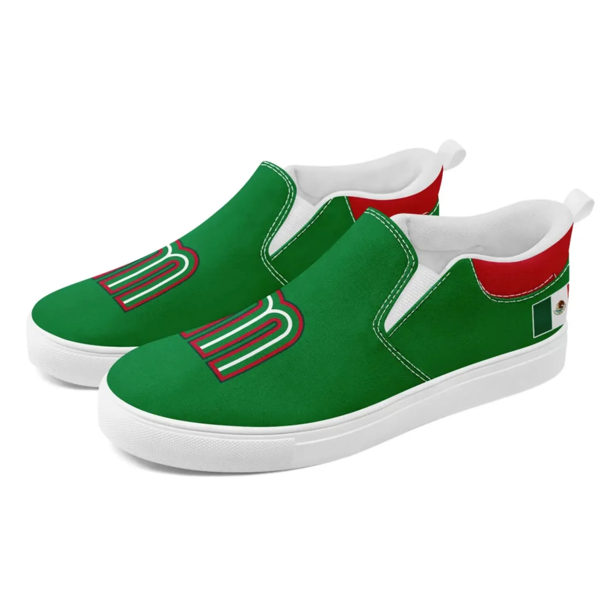 Personalized Mexico Flag Sneakers, Custom Patrotic Shoes, Stylish Slip On Shoes