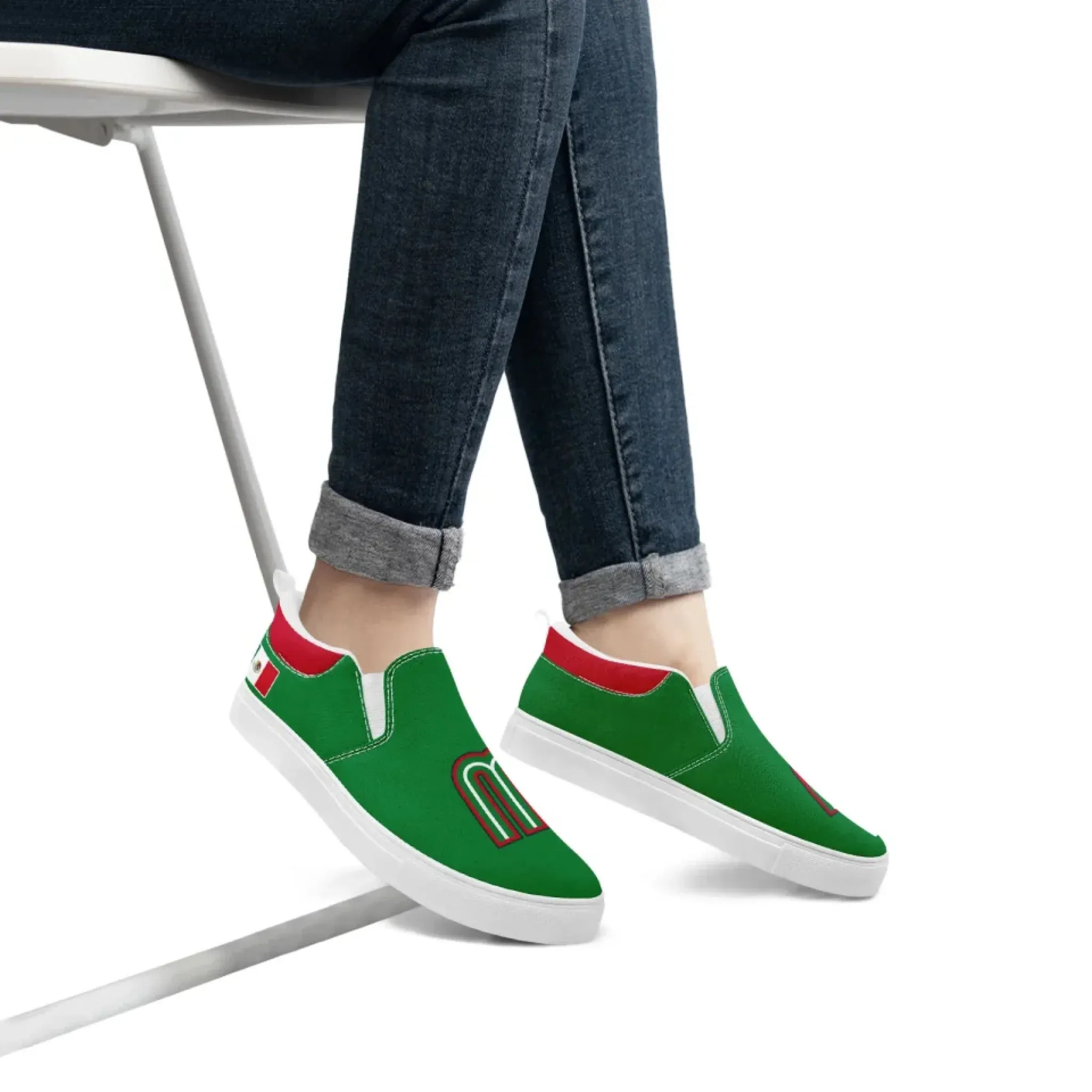 Personalized Mexico Flag Sneakers, Custom Patrotic Shoes, Stylish Slip On Shoes