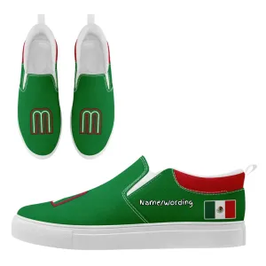 Personalized Mexico Flag Sneakers, Custom Patrotic Shoes, Stylish Slip On Shoes