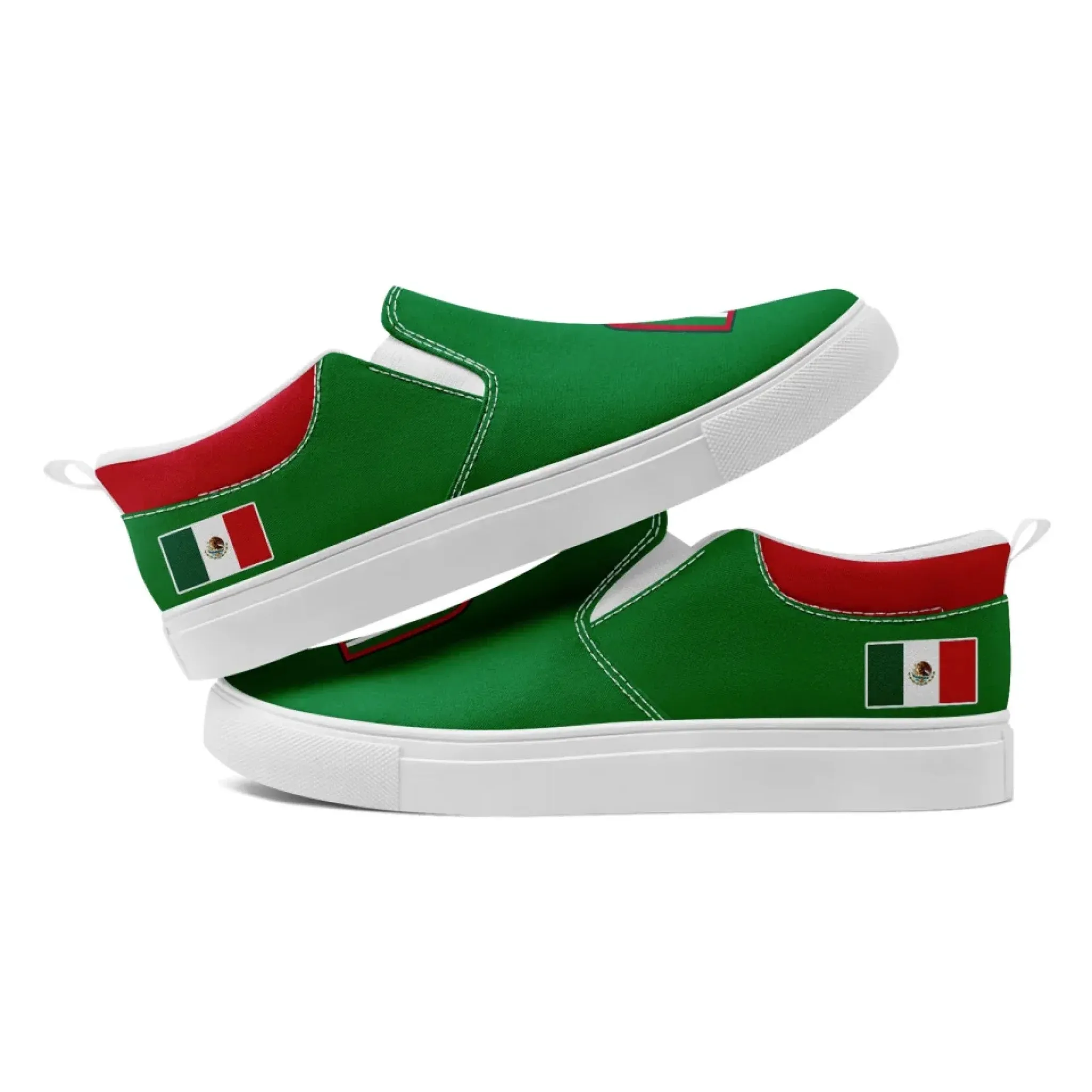 Personalized Mexico Flag Sneakers, Custom Patrotic Shoes, Stylish Slip On Shoes