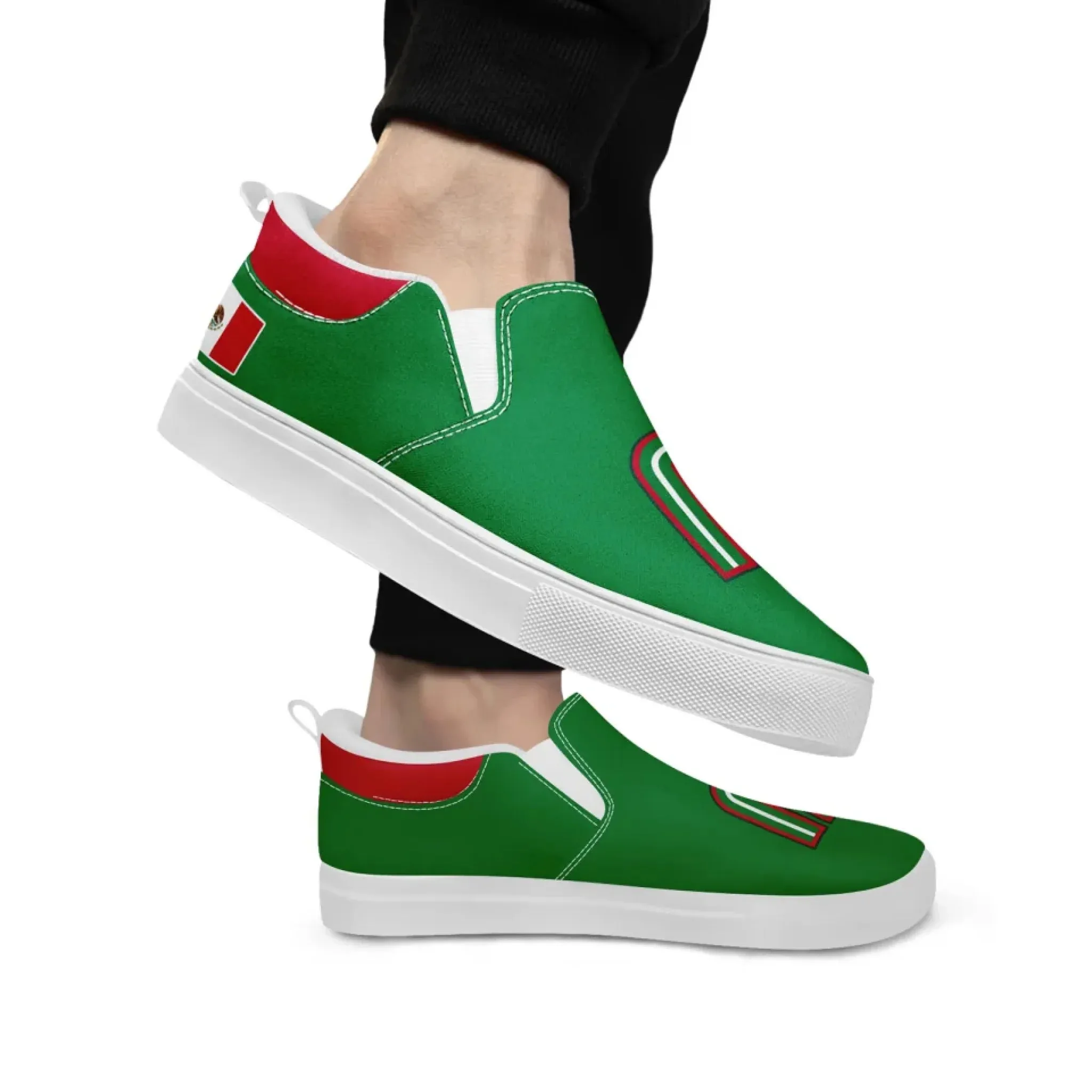 Personalized Mexico Flag Sneakers, Custom Patrotic Shoes, Stylish Slip On Shoes