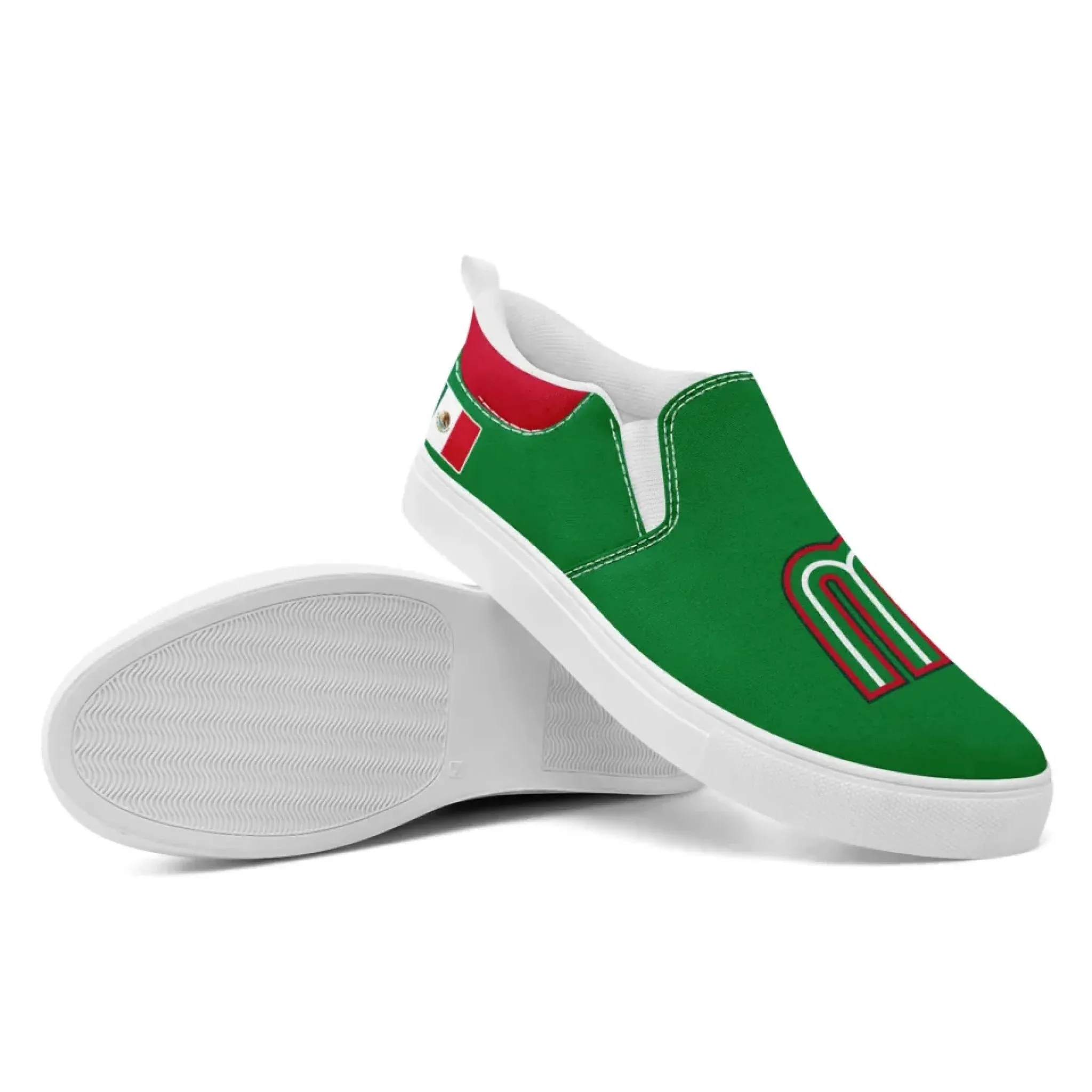 Personalized Mexico Flag Sneakers, Custom Patrotic Shoes, Stylish Slip On Shoes