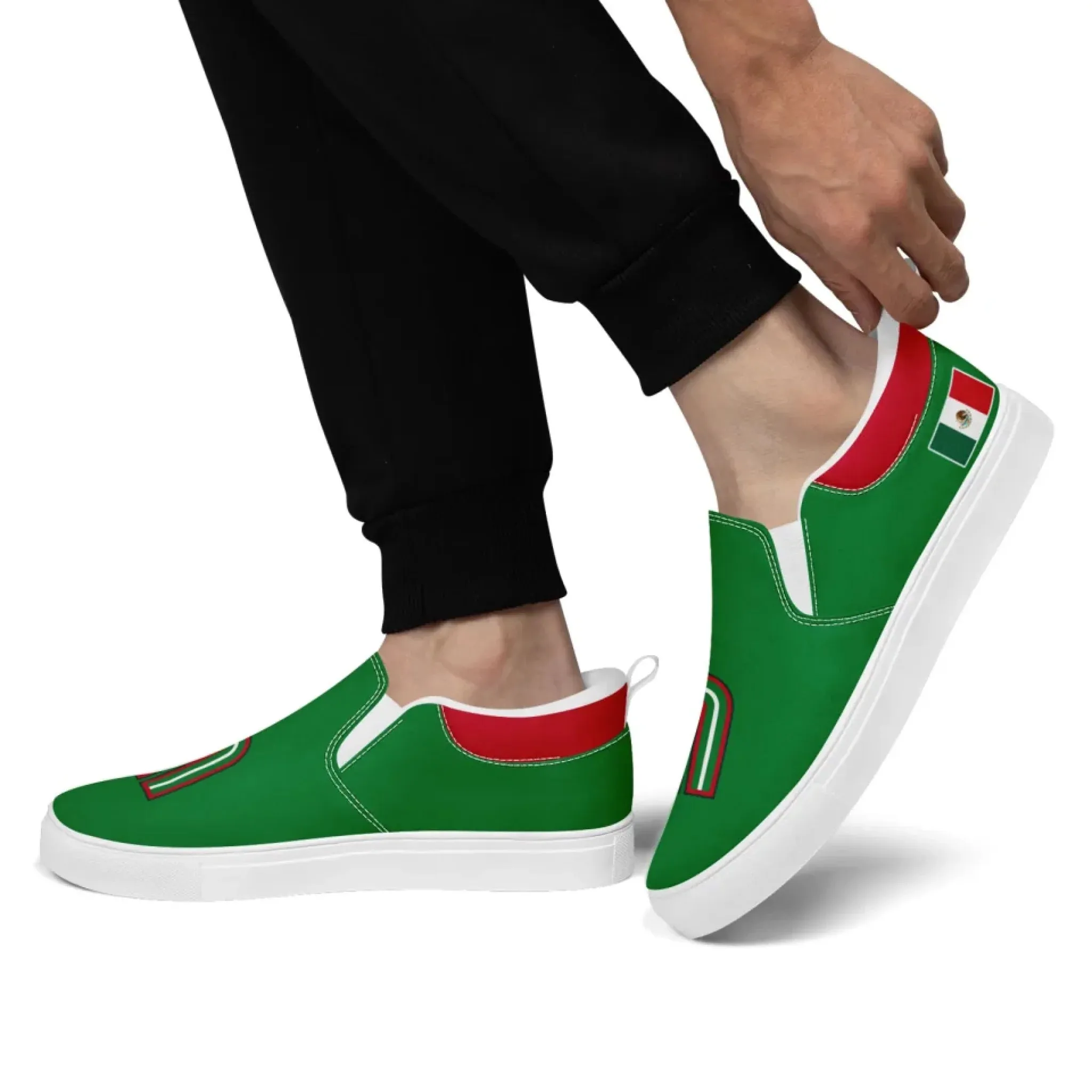 Personalized Mexico Flag Sneakers, Custom Patrotic Shoes, Stylish Slip On Shoes