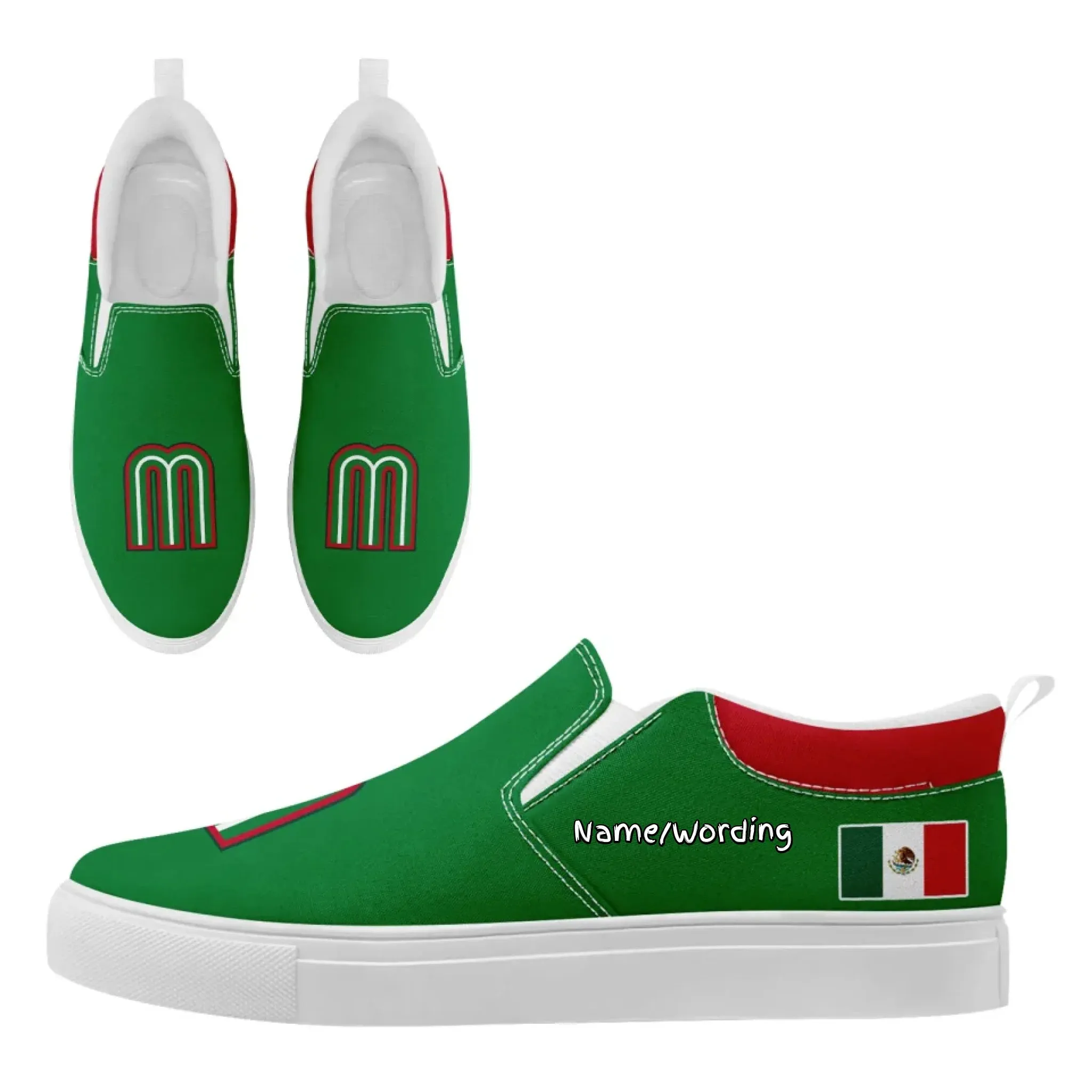 Personalized Mexico Flag Sneakers, Custom Patrotic Shoes, Stylish Slip On Shoes