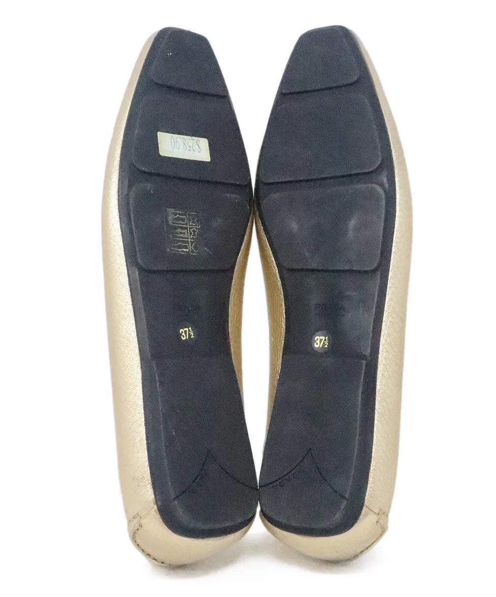 Prada Metallic Gold Leather Loafers sz 7.5