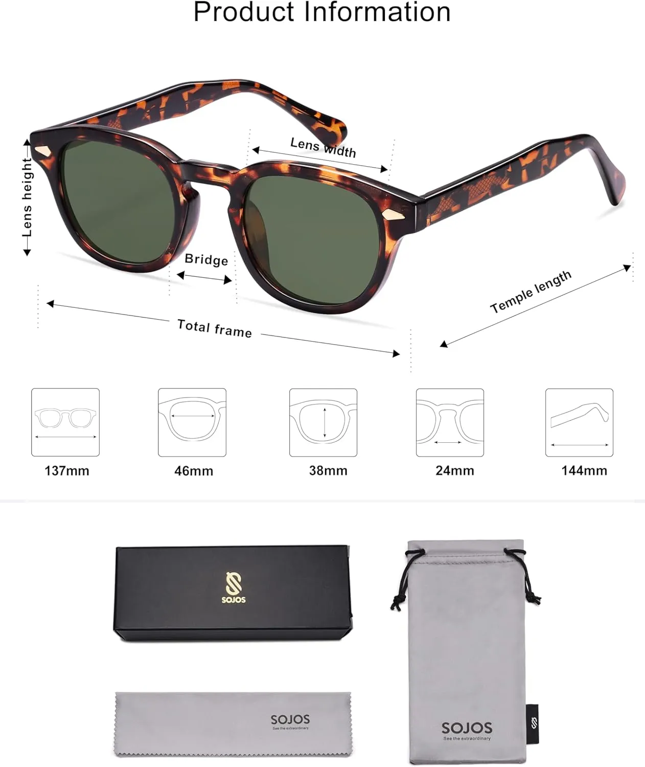 SOJOS Retro Small Round Sunglasses for Men Women Trendy Circle Style UV400 Lenses Unisex Sun Glasses SJ2251