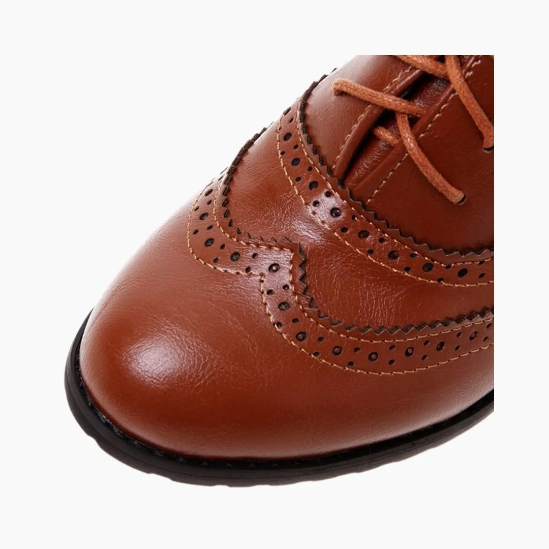 Square-Heel, Round-Toe: Brogue Shoes for Women