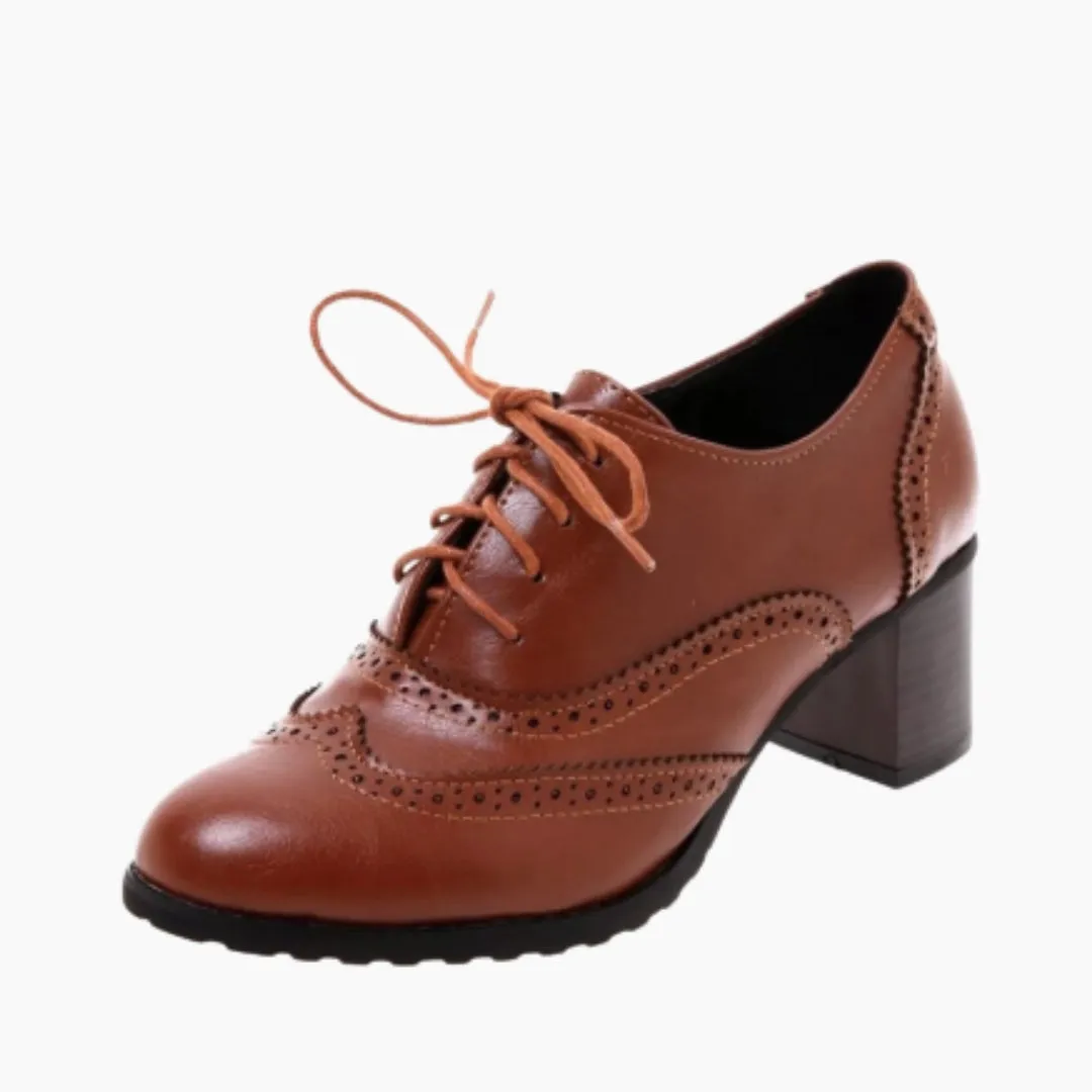 Square-Heel, Round-Toe: Brogue Shoes for Women