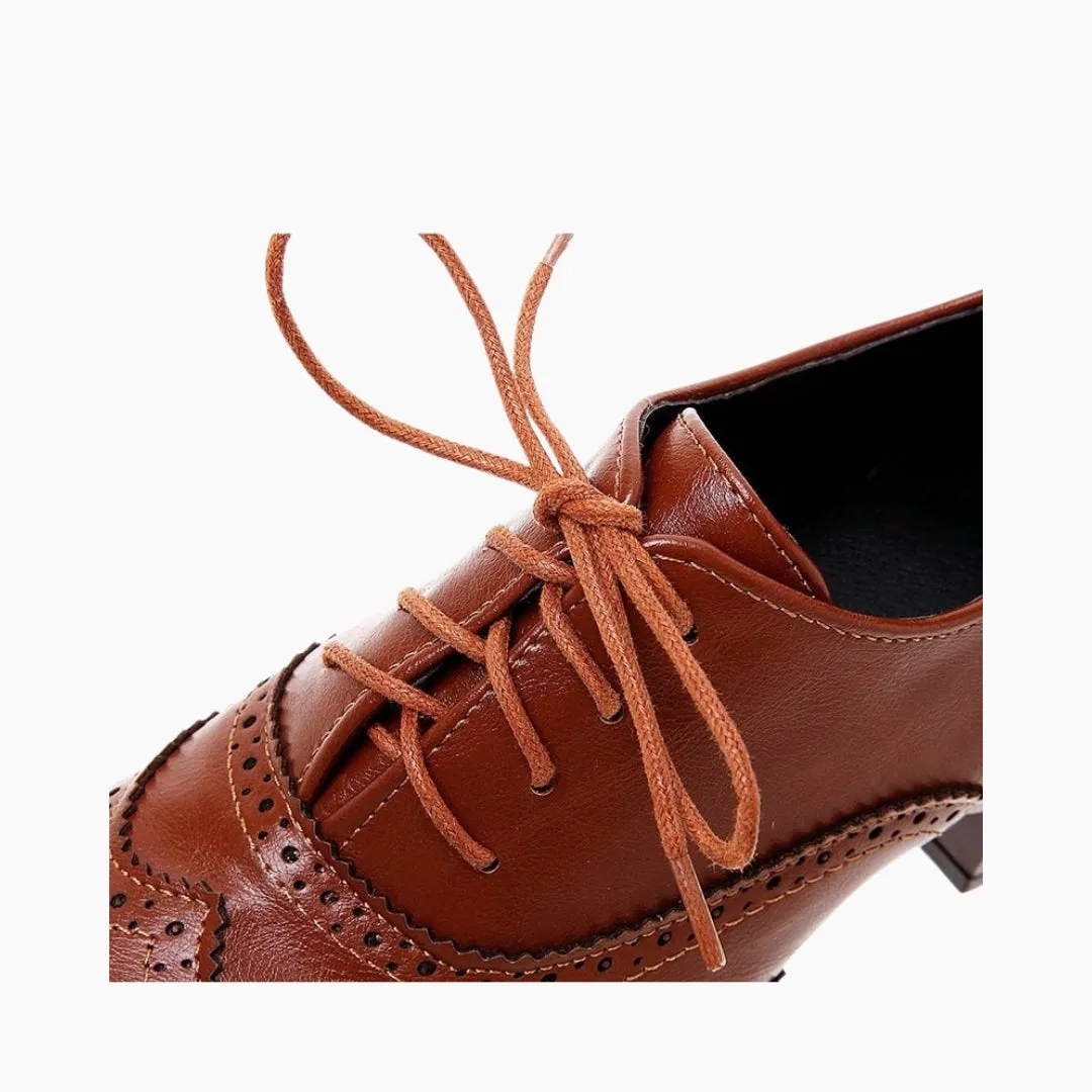 Square-Heel, Round-Toe: Brogue Shoes for Women