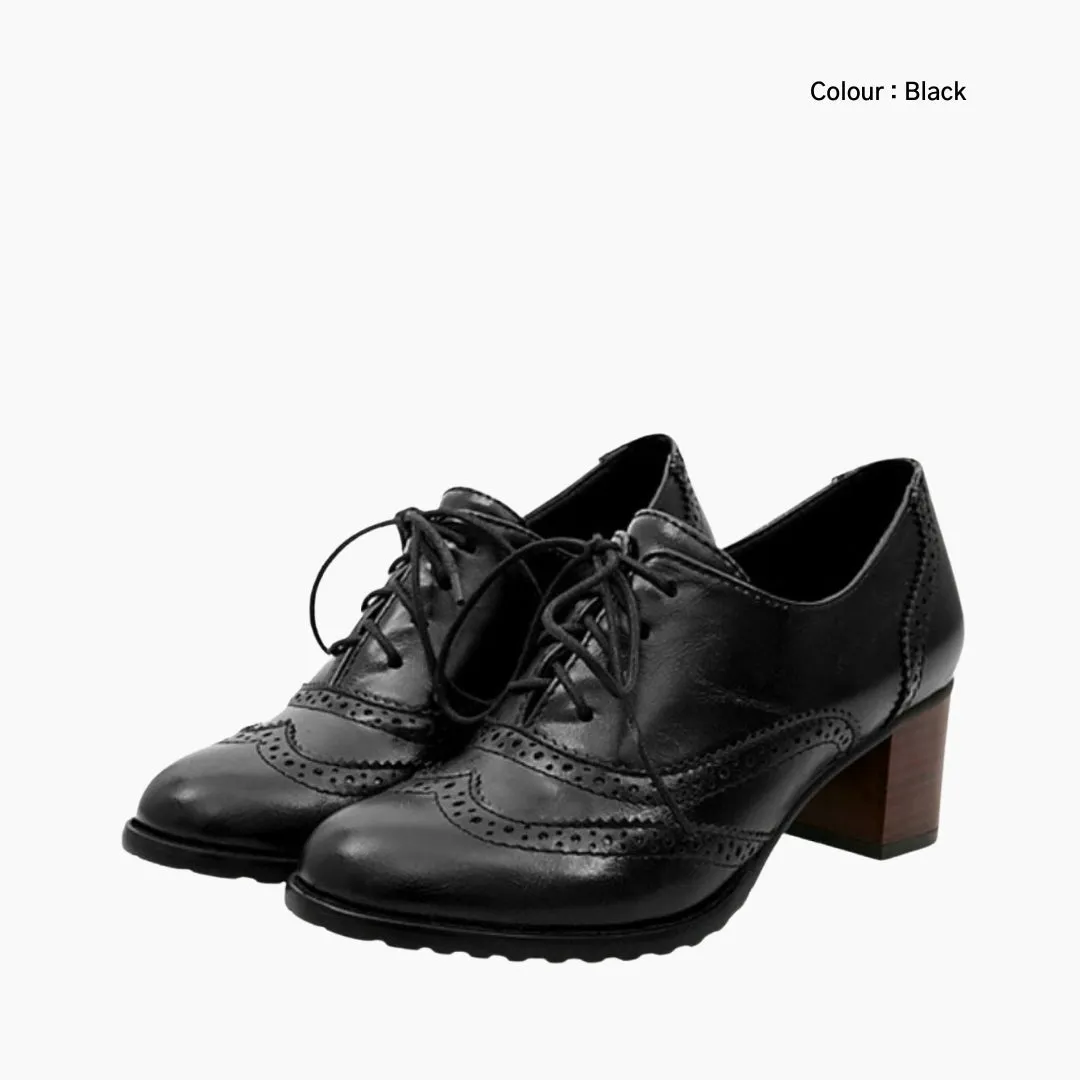 Square-Heel, Round-Toe: Brogue Shoes for Women