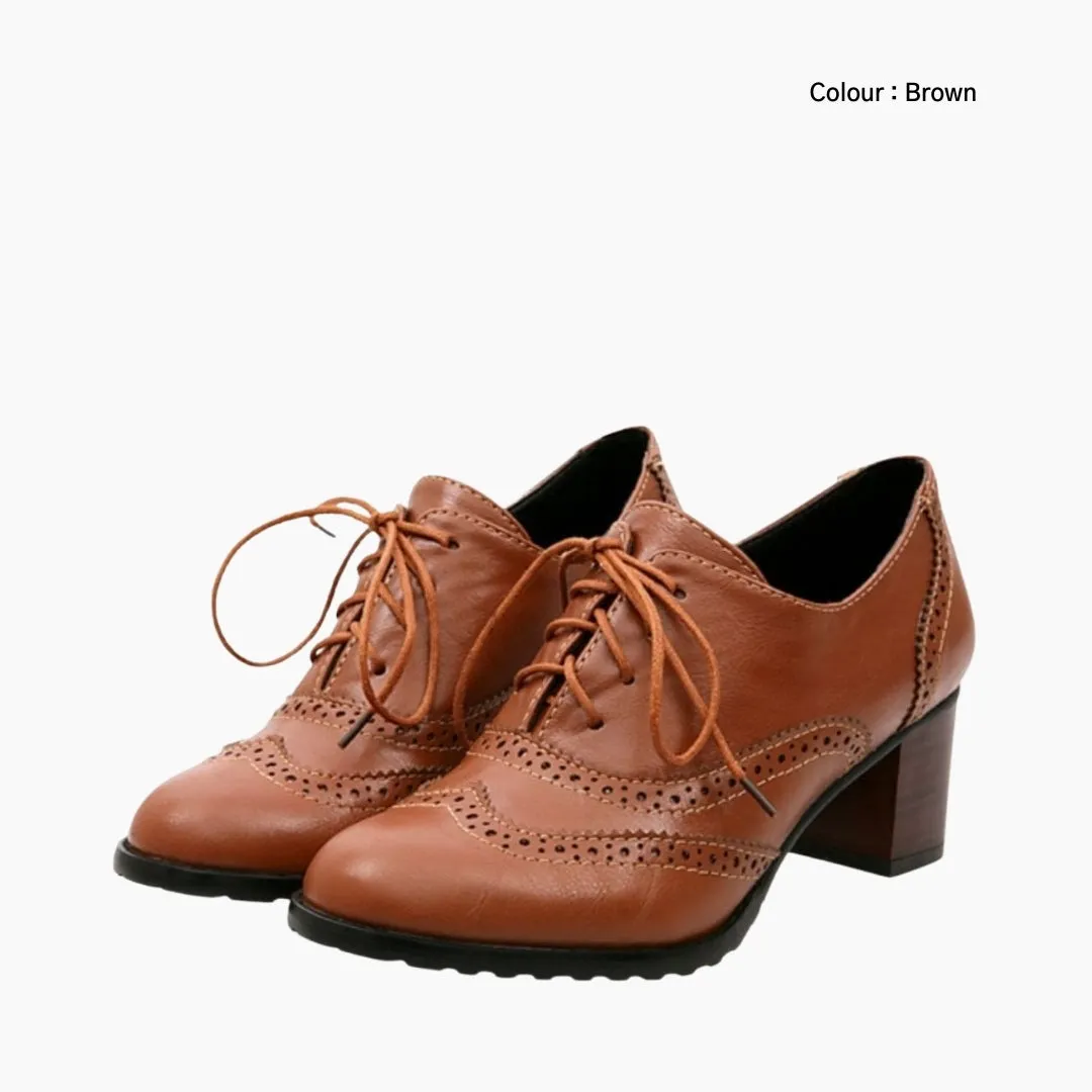 Square-Heel, Round-Toe: Brogue Shoes for Women