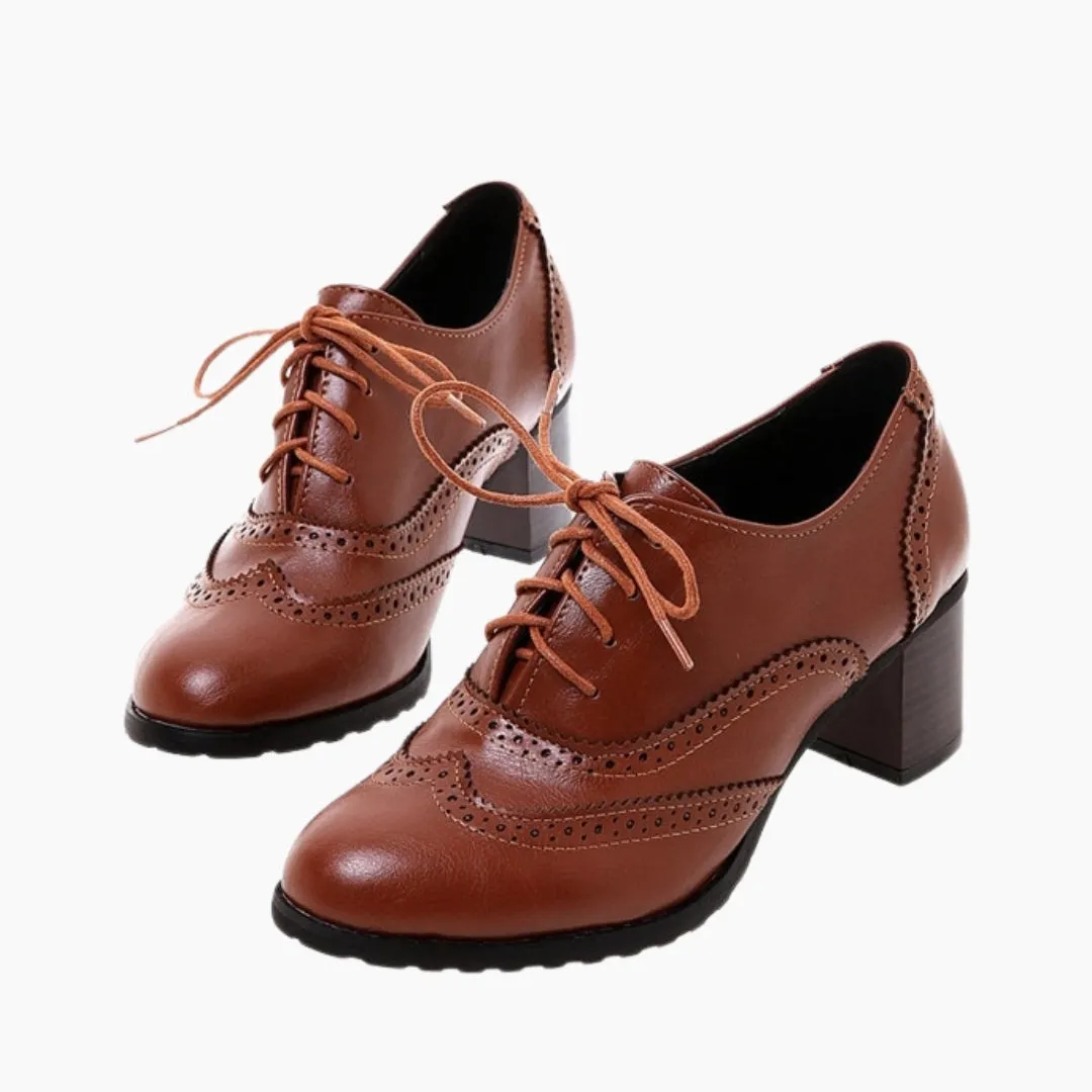 Square-Heel, Round-Toe: Brogue Shoes for Women