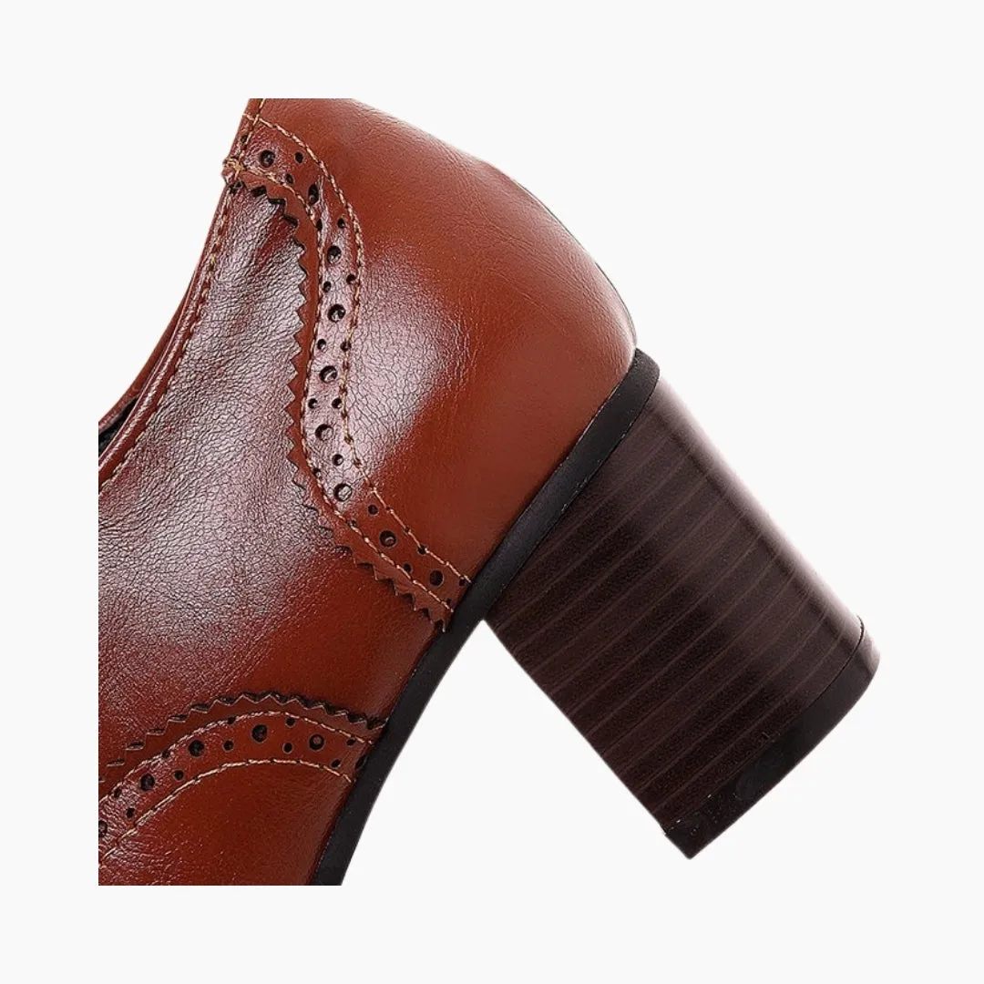 Square-Heel, Round-Toe: Brogue Shoes for Women