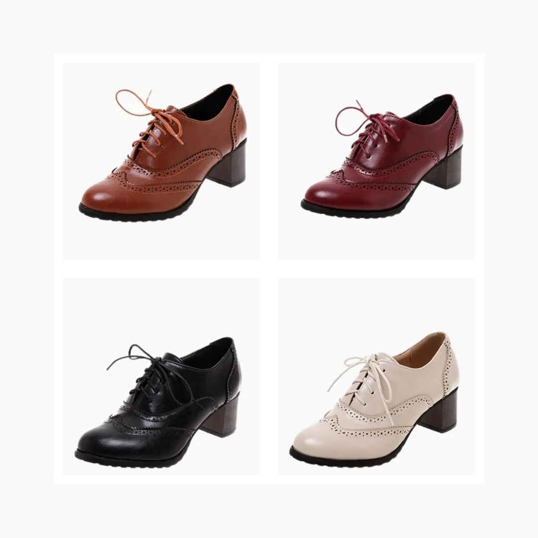 Square-Heel, Round-Toe: Brogue Shoes for Women
