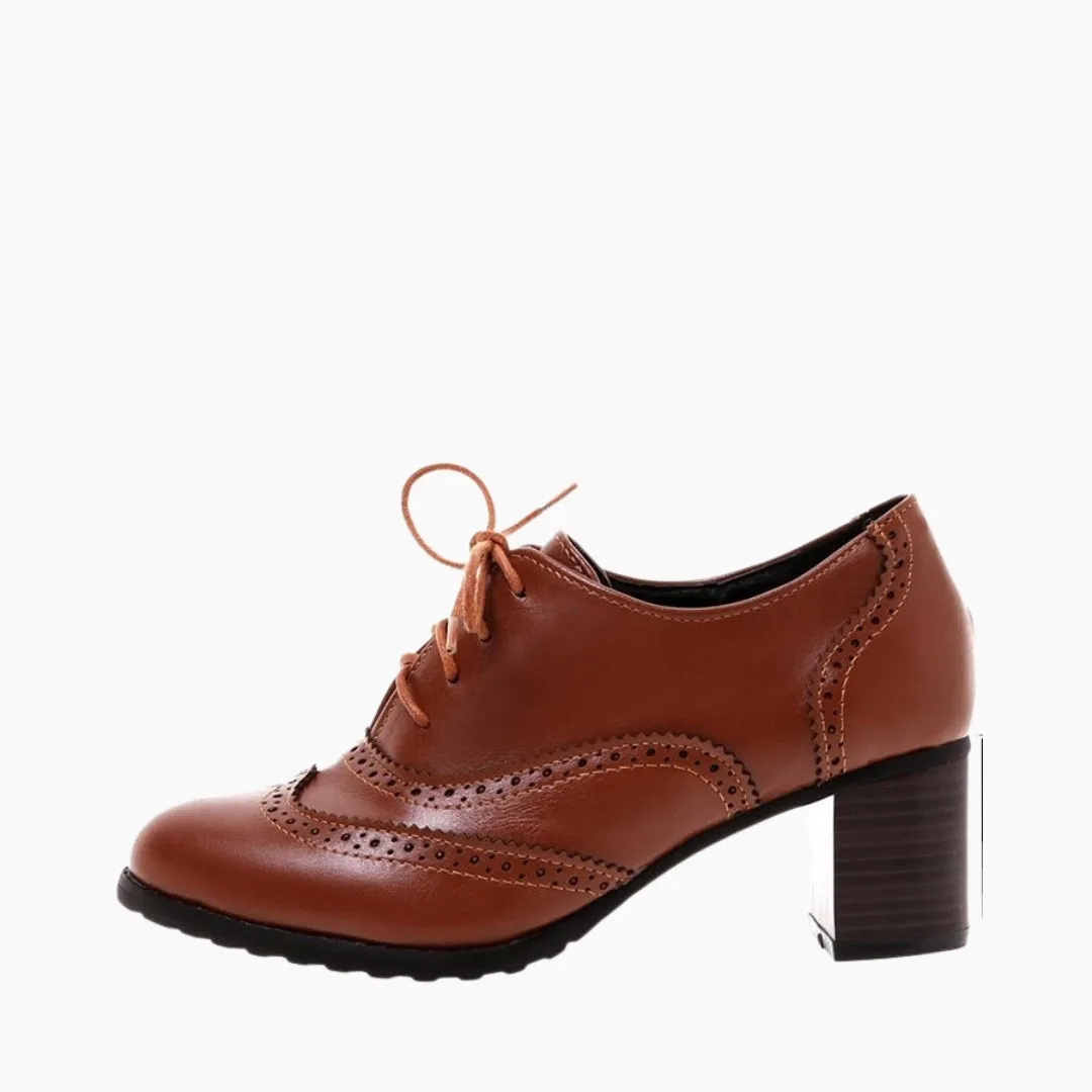 Square-Heel, Round-Toe: Brogue Shoes for Women