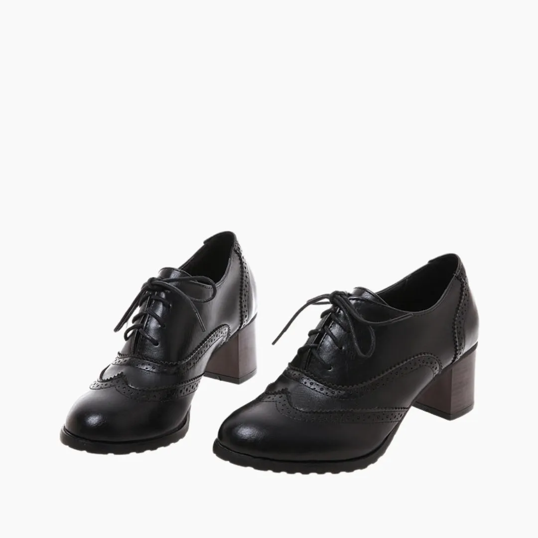 Square-Heel, Round-Toe: Brogue Shoes for Women
