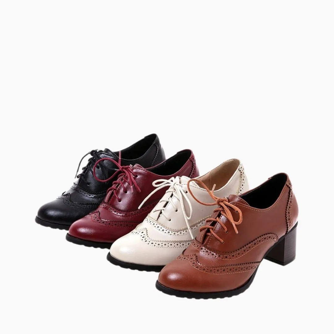 Square-Heel, Round-Toe: Brogue Shoes for Women