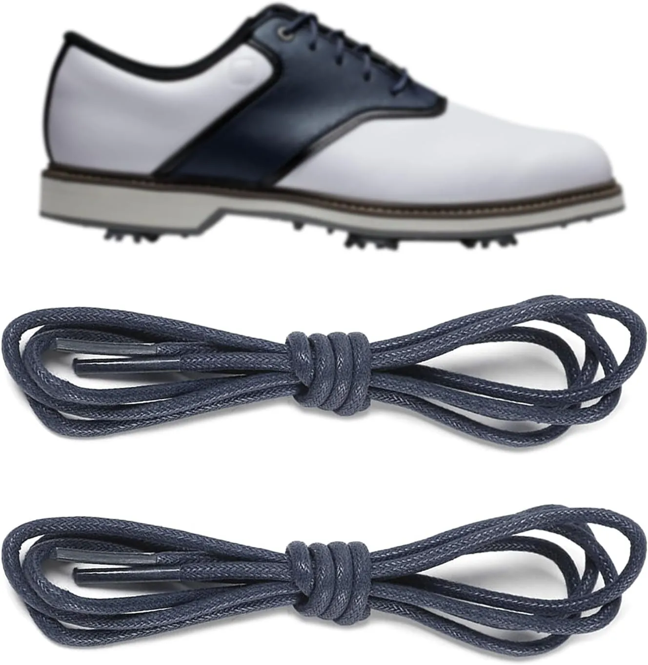 Waxed Golf Shoe Laces for FootJoy Shoes, 3/32"(2.5mm) Oxford Thin Shoelaces Replacement Strings for Men Dress