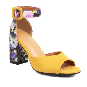 Women's Bicolor Peep Toe Ankle Strap Block Heel Sandals