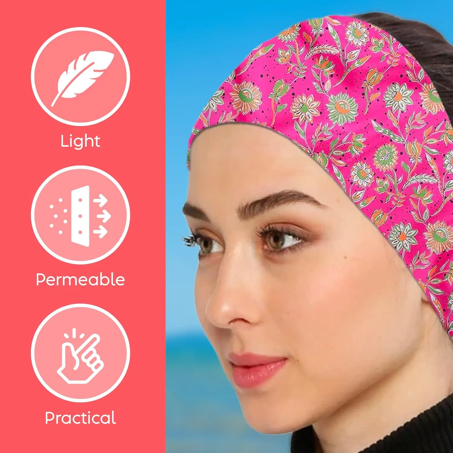 Womens Neck Scarf 21"x21" Small Square | Headband Scarf Ethnic Bandana Head Scarf Flowering Breathable Lightweight