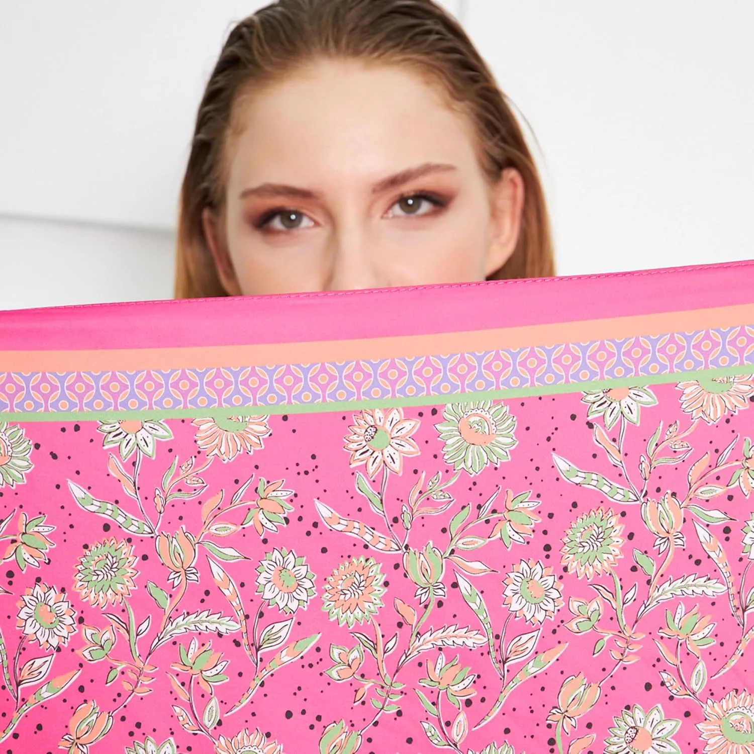 Womens Neck Scarf 21"x21" Small Square | Headband Scarf Ethnic Bandana Head Scarf Flowering Breathable Lightweight