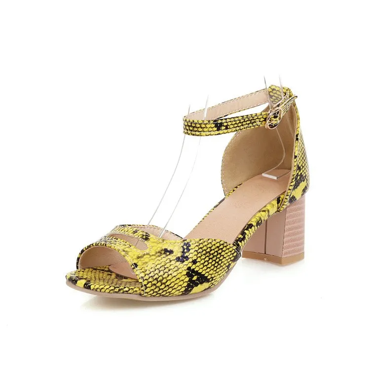 Women's's Ankle Strap Printed Block Heels Sandals