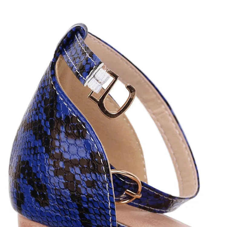 Women's's Ankle Strap Printed Block Heels Sandals