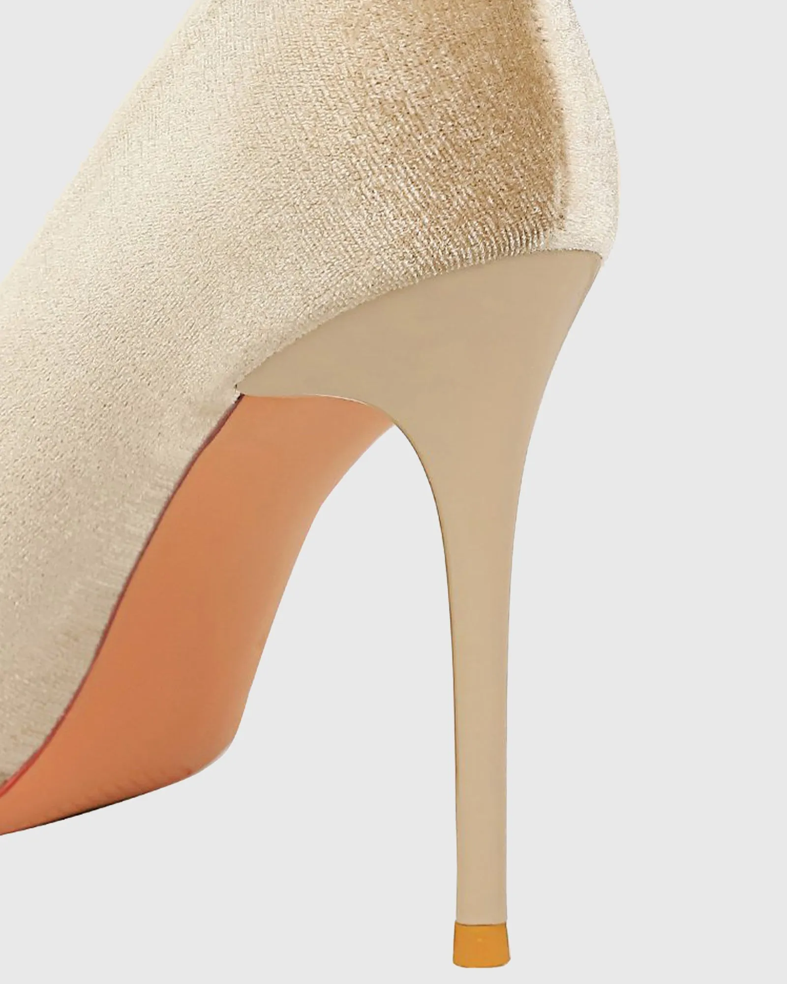 Xolani Ruched Bow Velvet  Pumps In Beige