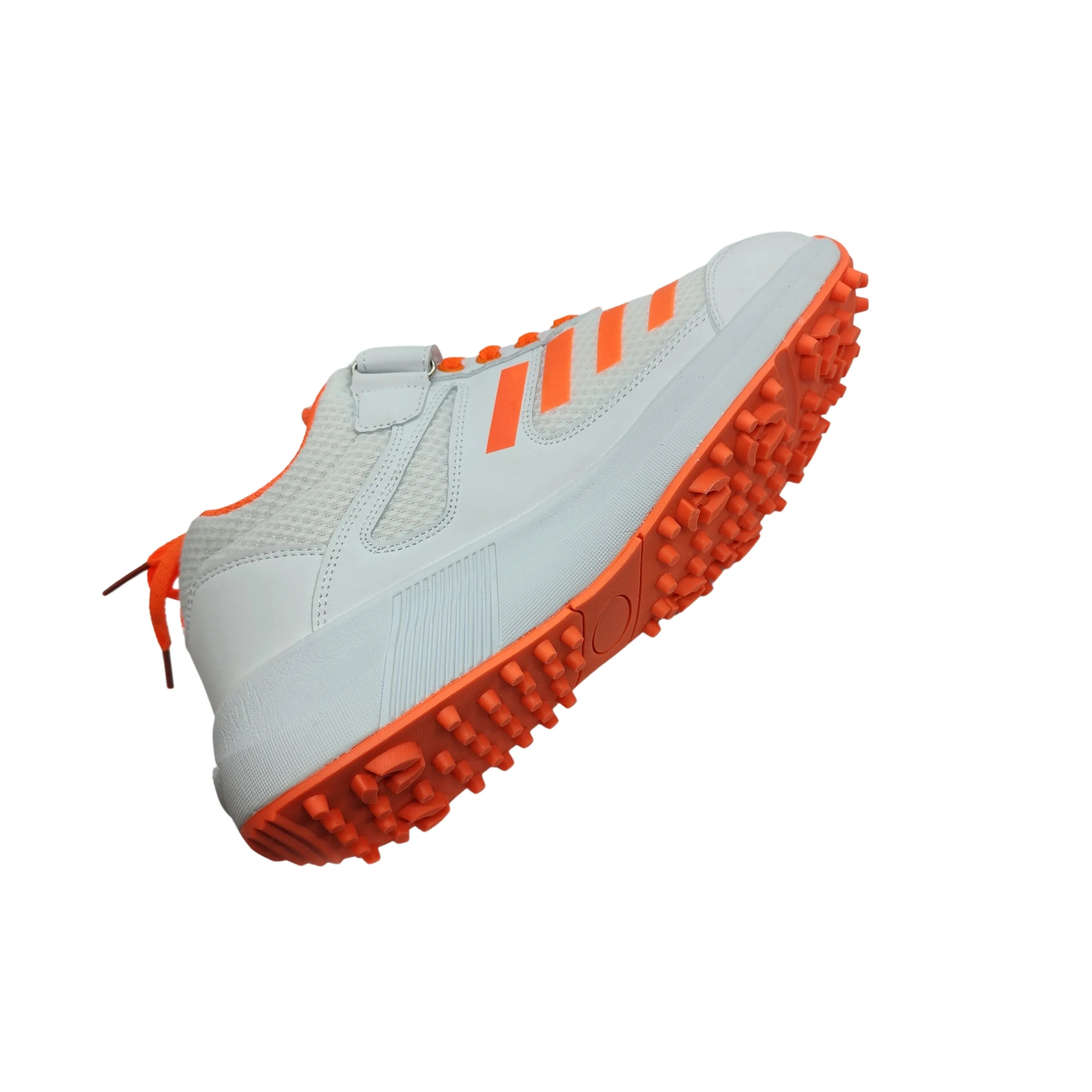 Zee Sports Cricket Shoes Rubber Spike Allrounder Mid Height With An Extra Non Slip Gel in-sole - Orange