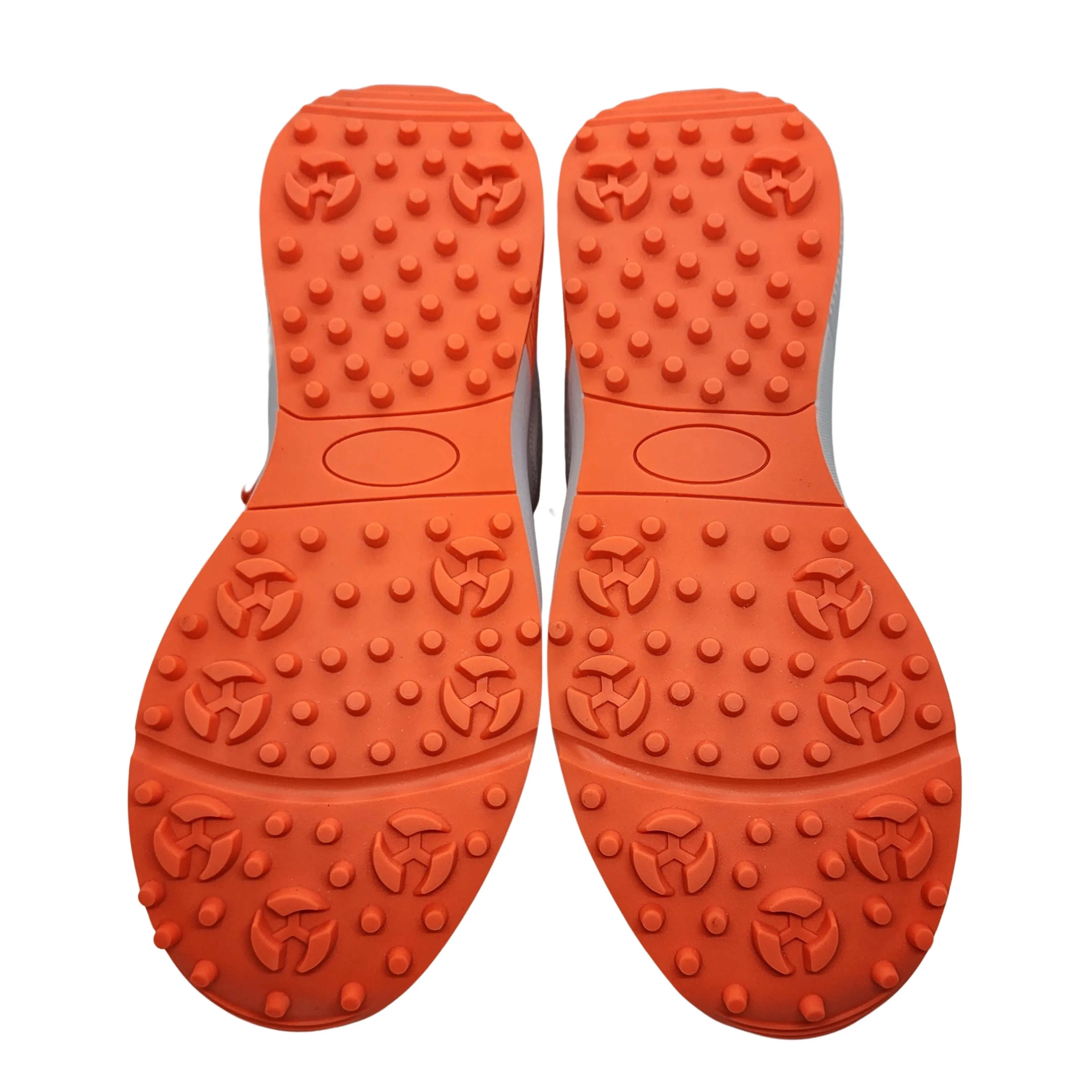 Zee Sports Cricket Shoes Rubber Spike Allrounder Mid Height With An Extra Non Slip Gel in-sole - Orange