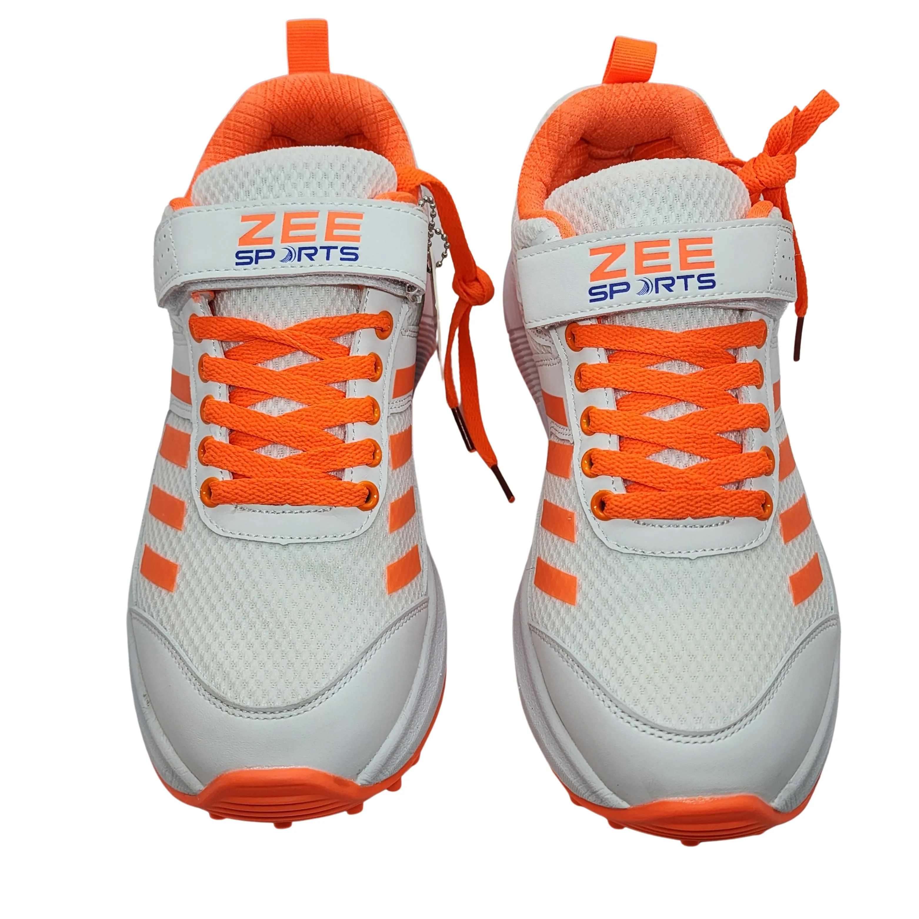 Zee Sports Cricket Shoes Rubber Spike Allrounder Mid Height With An Extra Non Slip Gel in-sole - Orange
