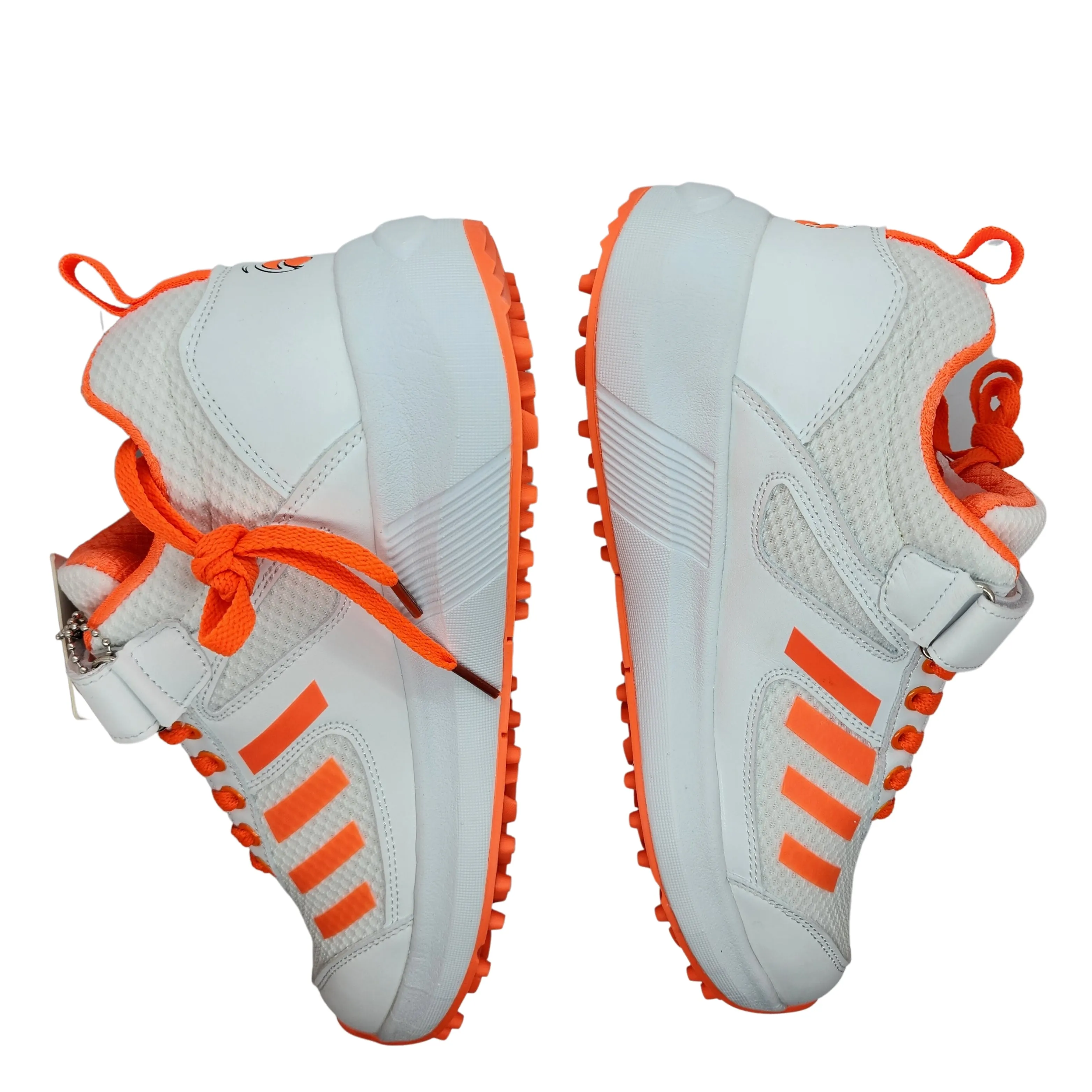 Zee Sports Cricket Shoes Rubber Spike Allrounder Mid Height With An Extra Non Slip Gel in-sole - Orange