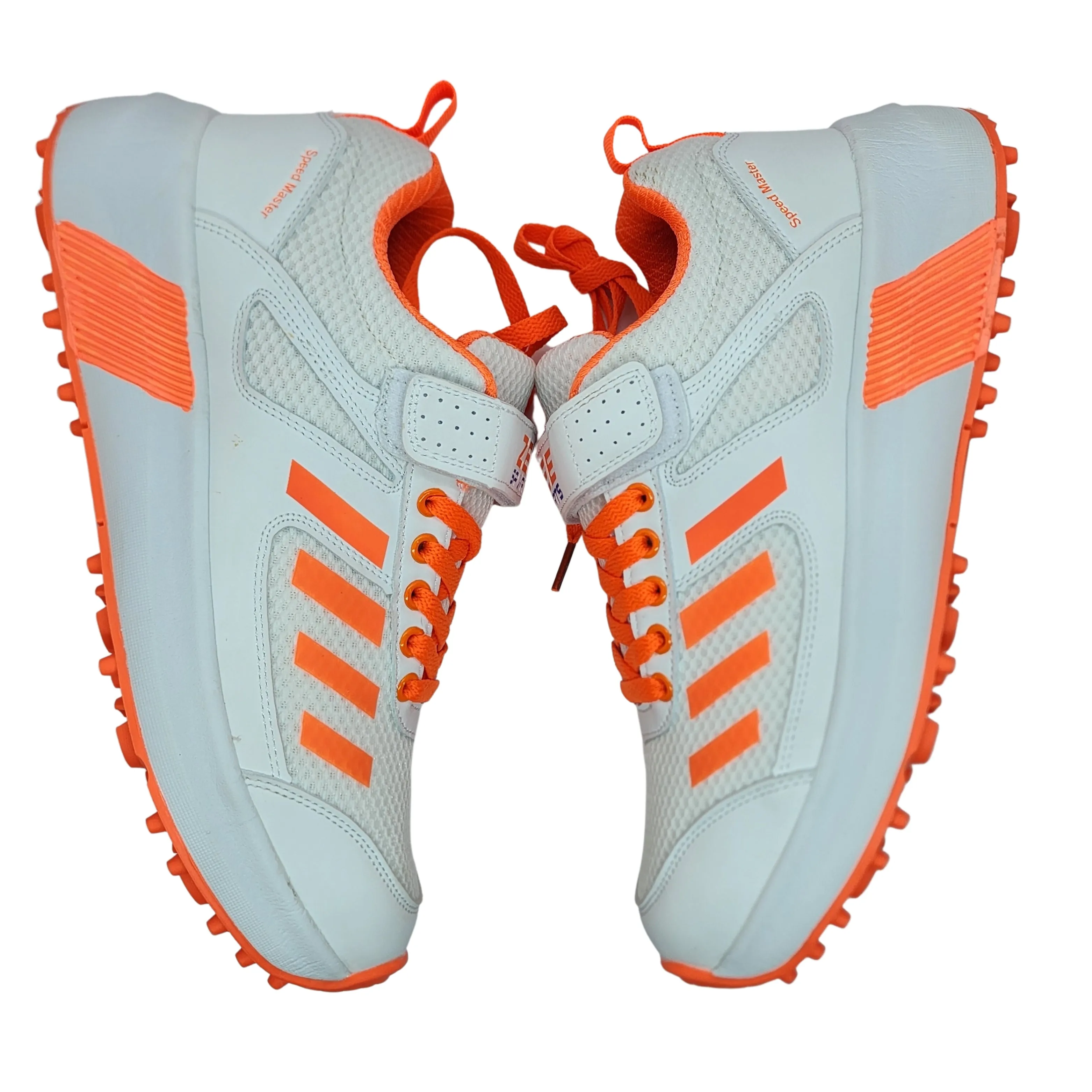 Zee Sports Cricket Shoes Rubber Spike Allrounder Mid Height With An Extra Non Slip Gel in-sole - Orange