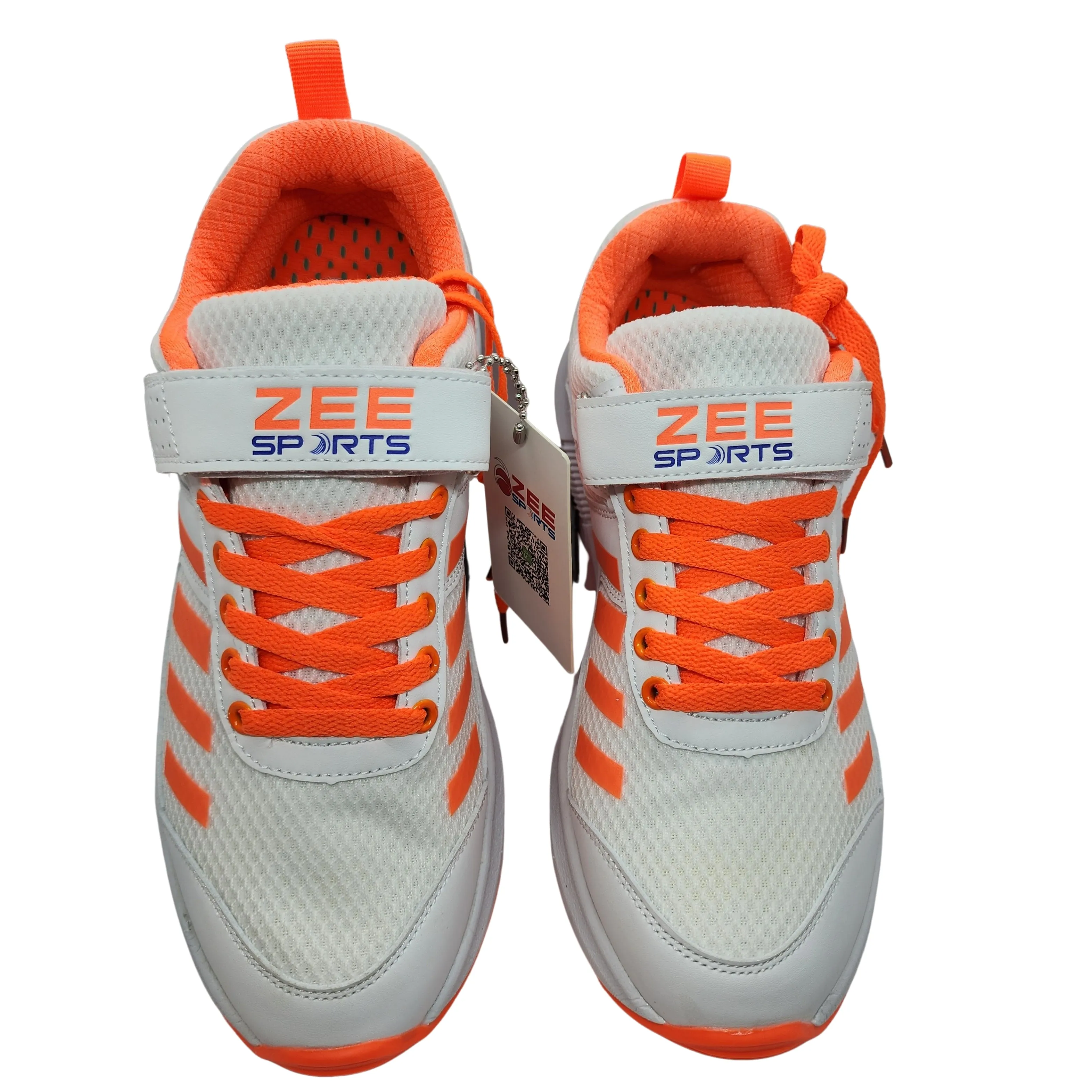 Zee Sports Cricket Shoes Rubber Spike Allrounder Mid Height With An Extra Non Slip Gel in-sole - Orange