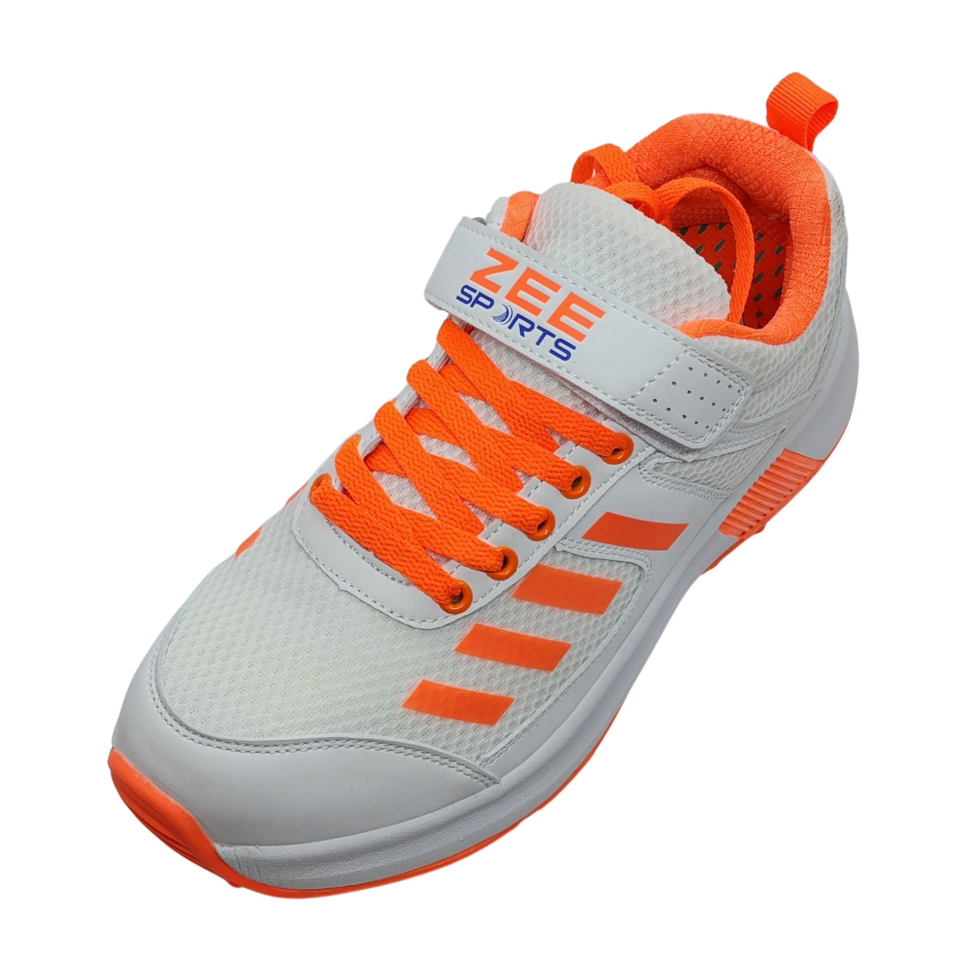 Zee Sports Cricket Shoes Rubber Spike Allrounder Mid Height With An Extra Non Slip Gel in-sole - Orange