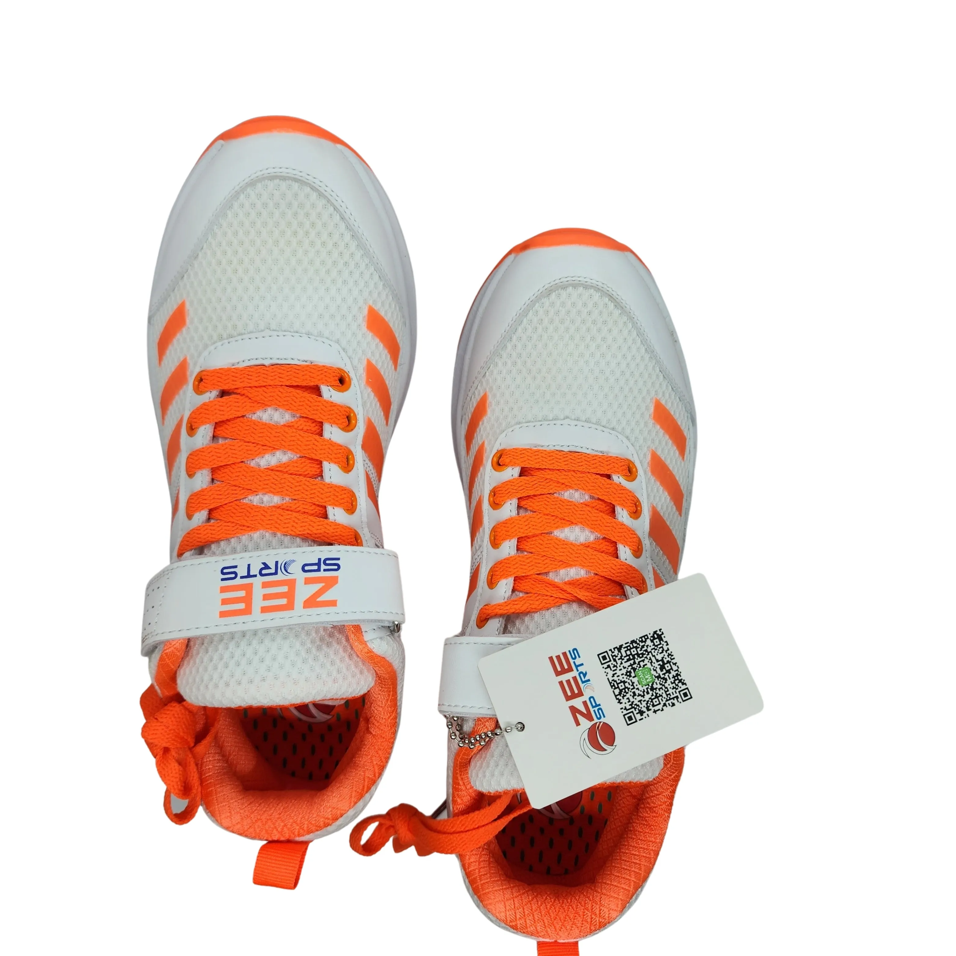 Zee Sports Cricket Shoes Rubber Spike Allrounder Mid Height With An Extra Non Slip Gel in-sole - Orange