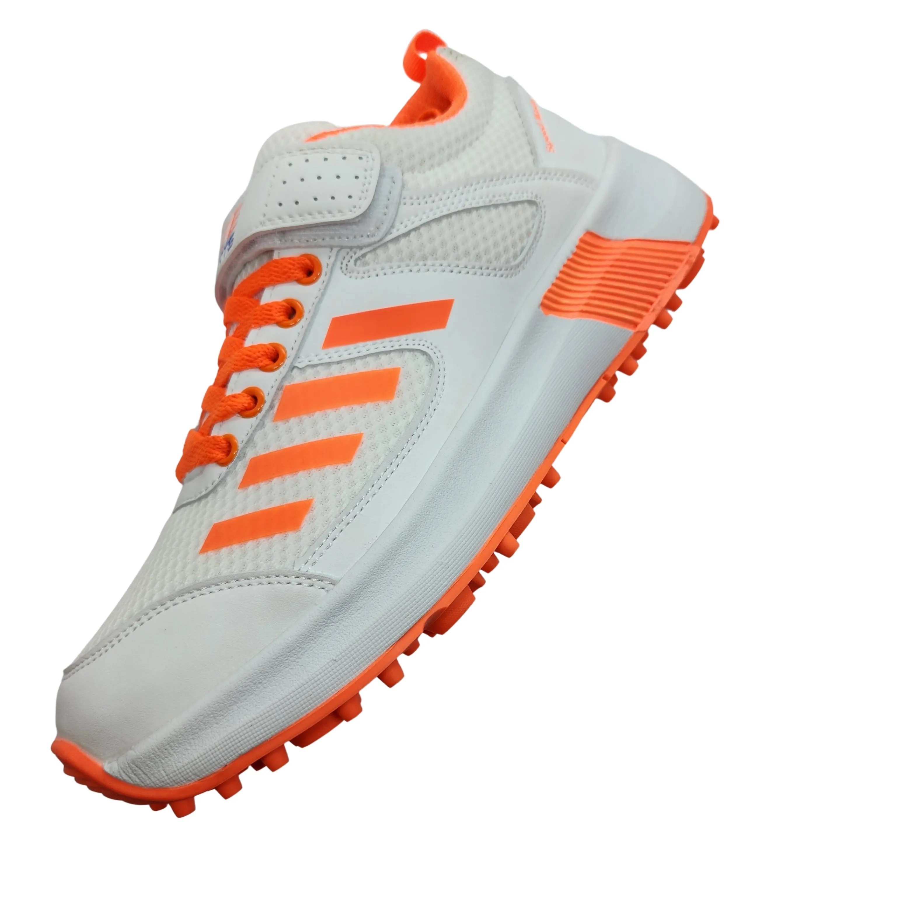 Zee Sports Cricket Shoes Rubber Spike Allrounder Mid Height With An Extra Non Slip Gel in-sole - Orange