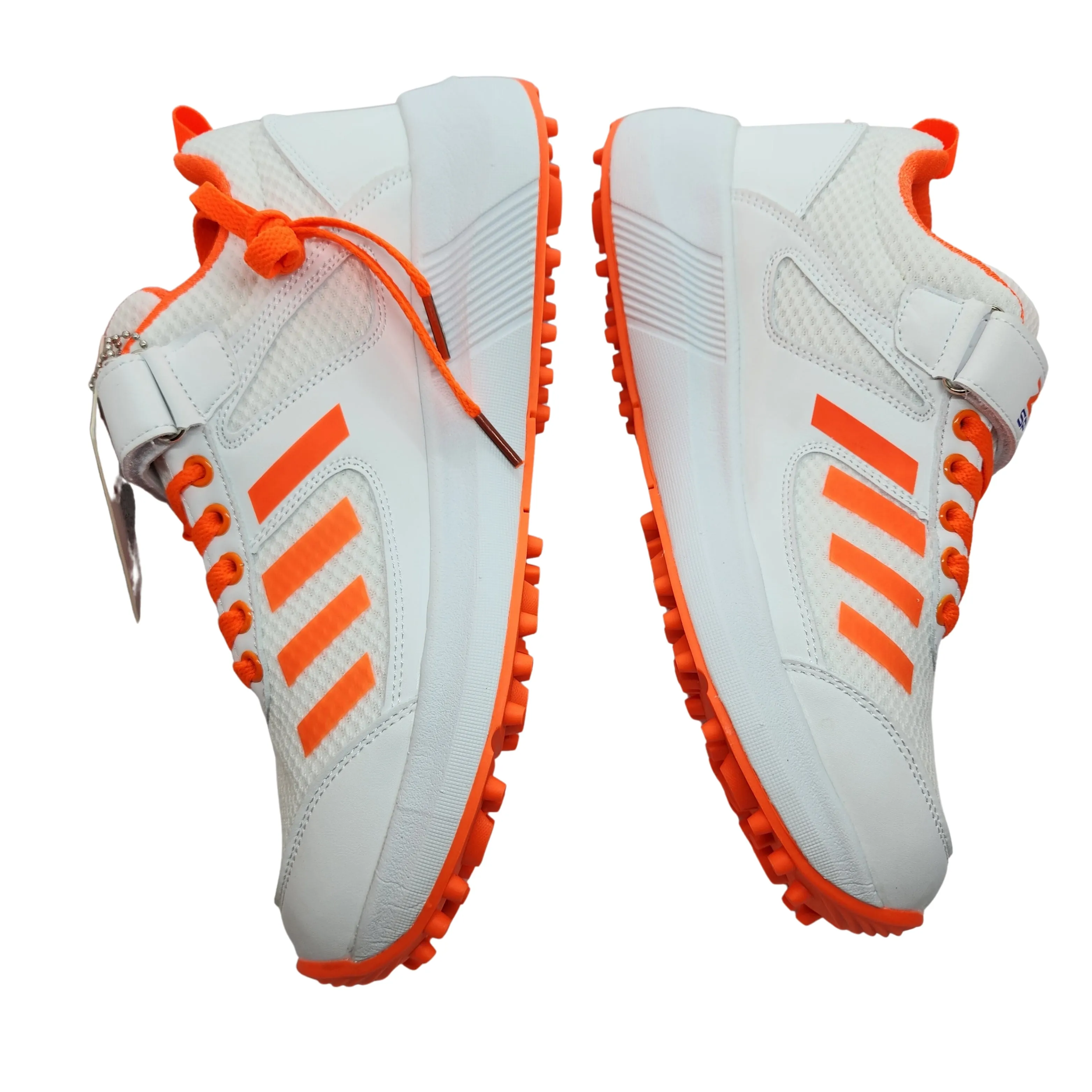 Zee Sports Cricket Shoes Rubber Spike Allrounder Mid Height With An Extra Non Slip Gel in-sole - Orange