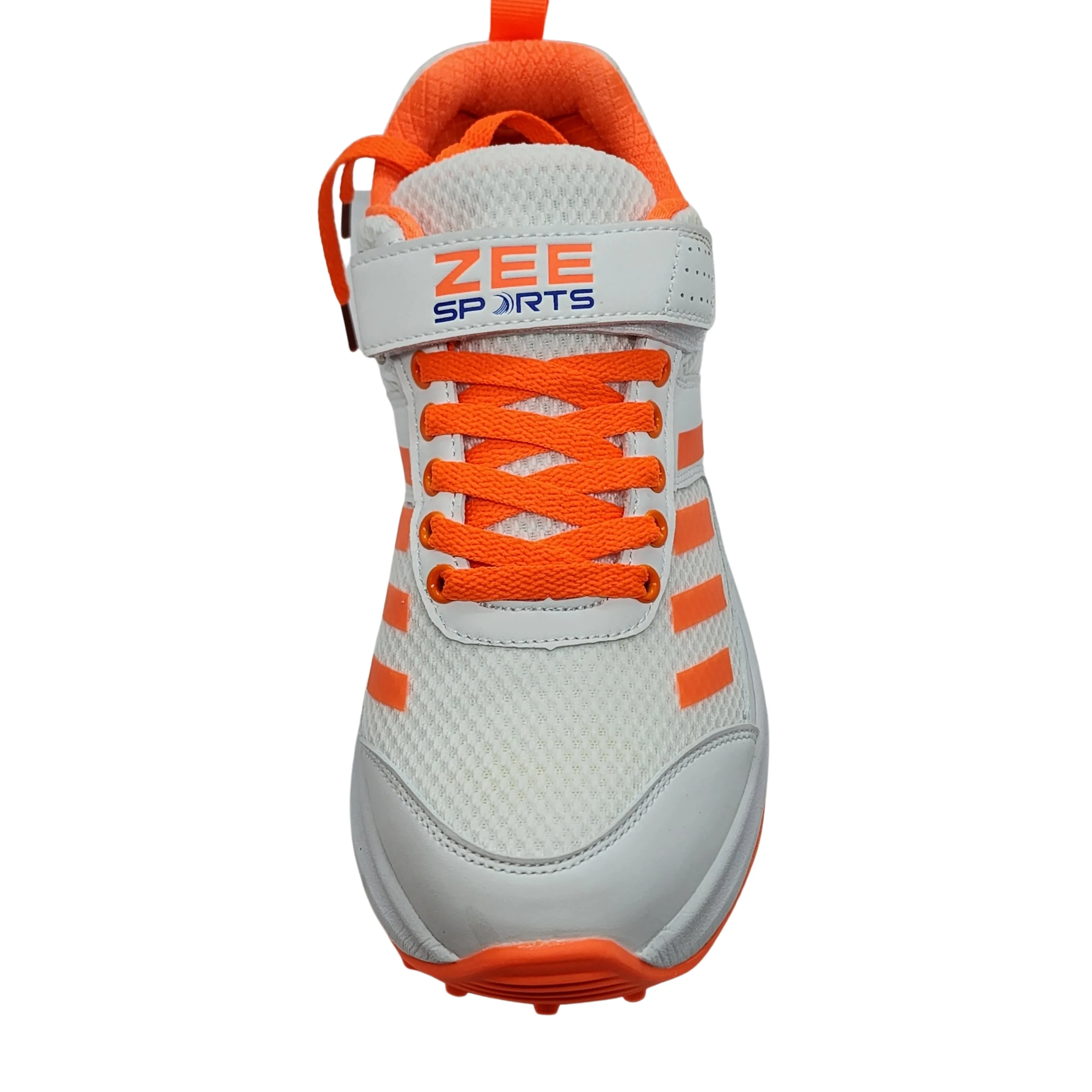 Zee Sports Cricket Shoes Rubber Spike Allrounder Mid Height With An Extra Non Slip Gel in-sole - Orange